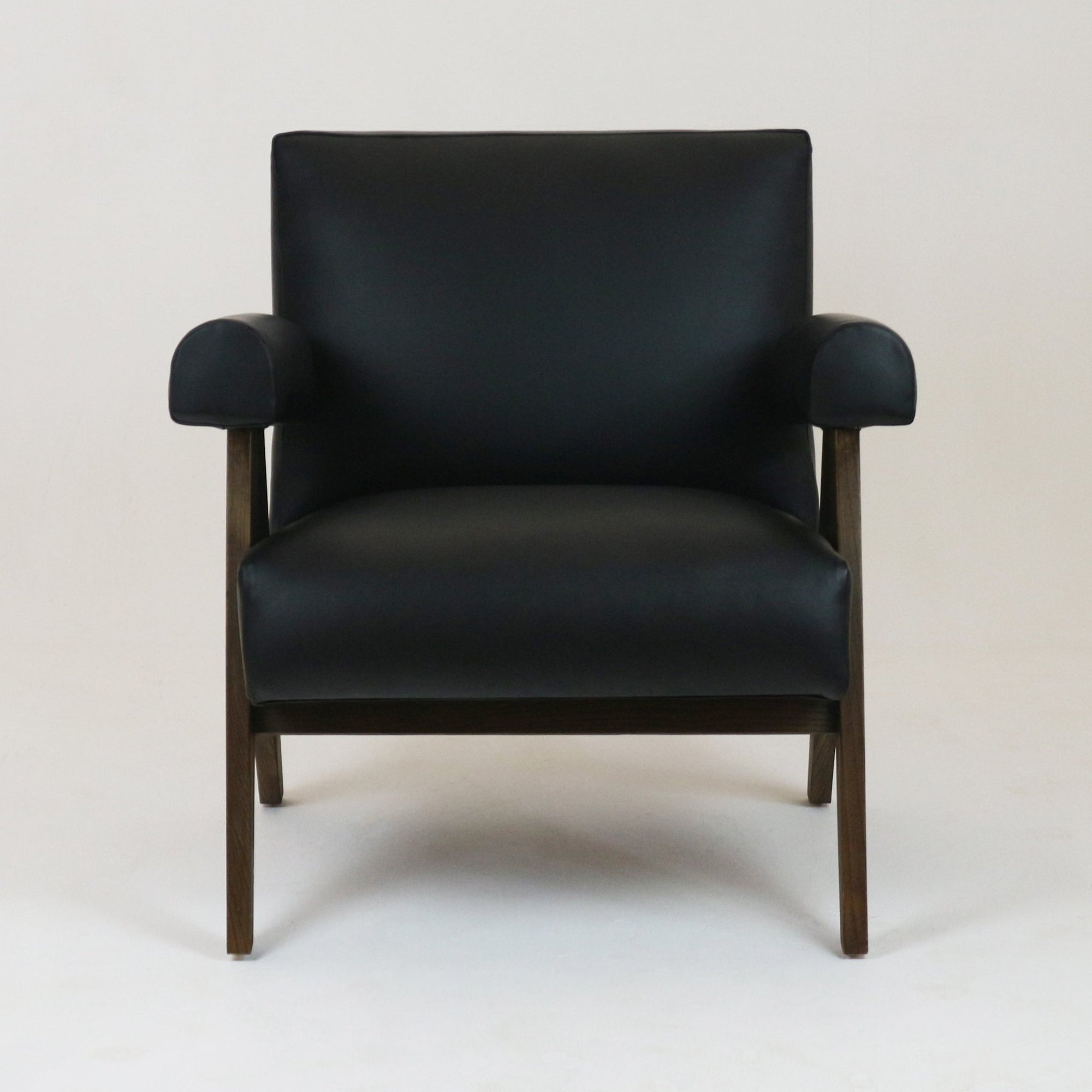 Jeanneret Boucle & Leather Upholstered Accent Chair - INTERIORTONIC