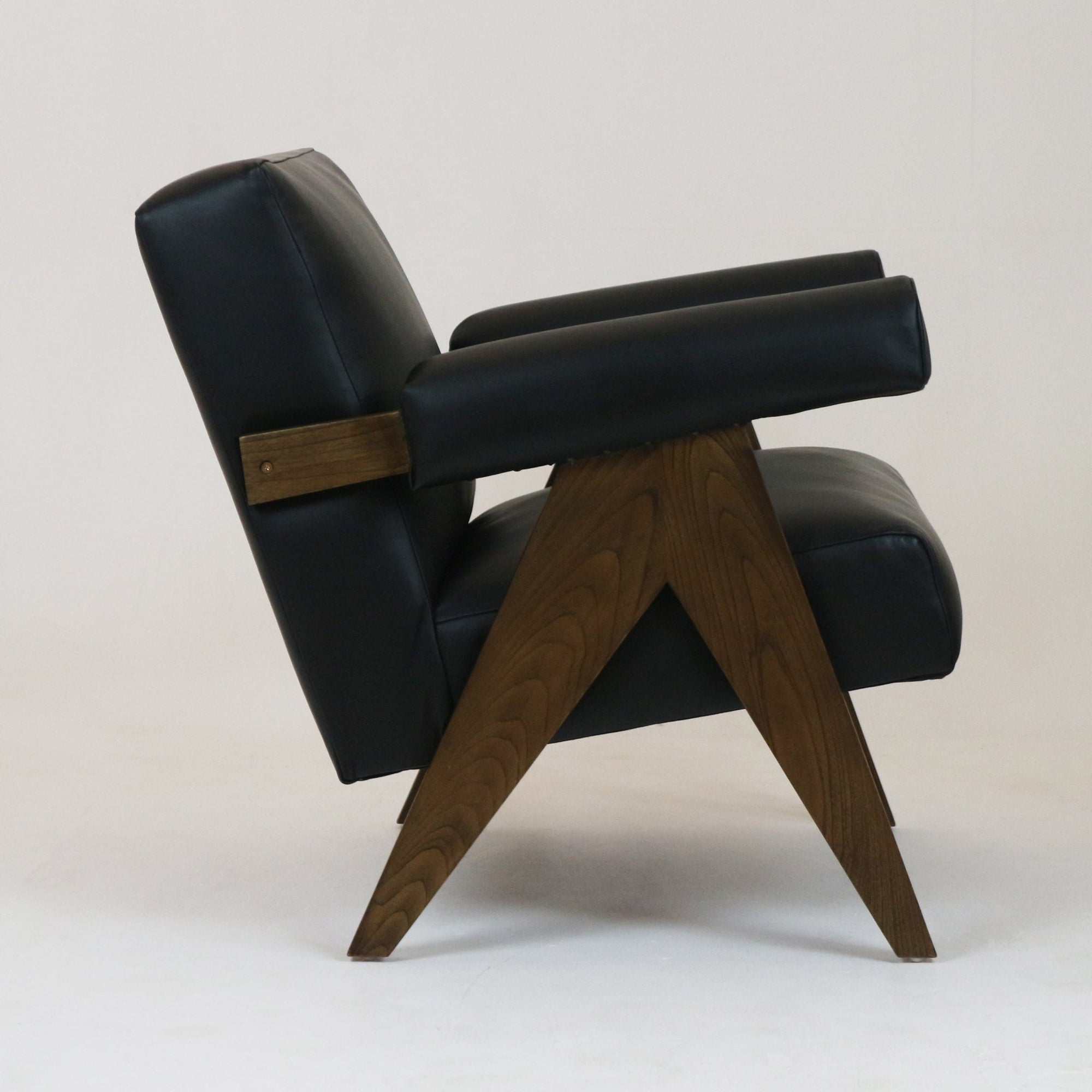 Jeanneret Boucle & Leather Upholstered Accent Chair - INTERIORTONIC