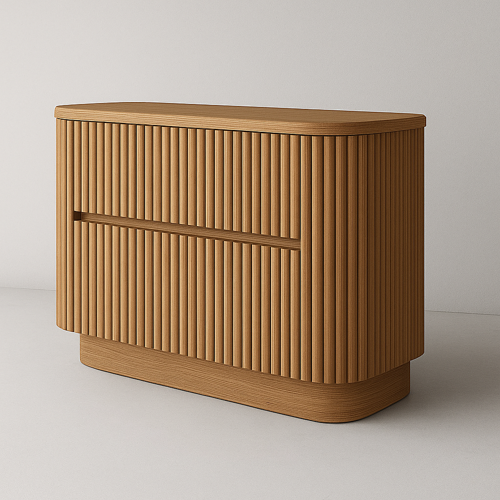 Kaari Fluted Oak Dresser - 2-Drawer Oak Storage