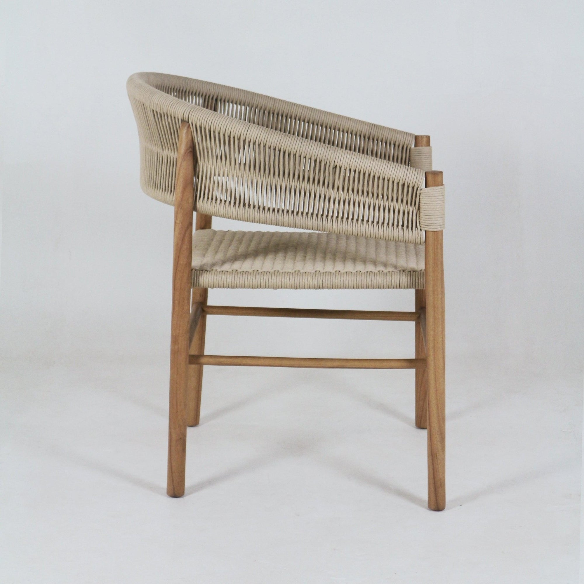 Macy Teak & Polypropylene Woven Dining Chair - INTERIORTONIC