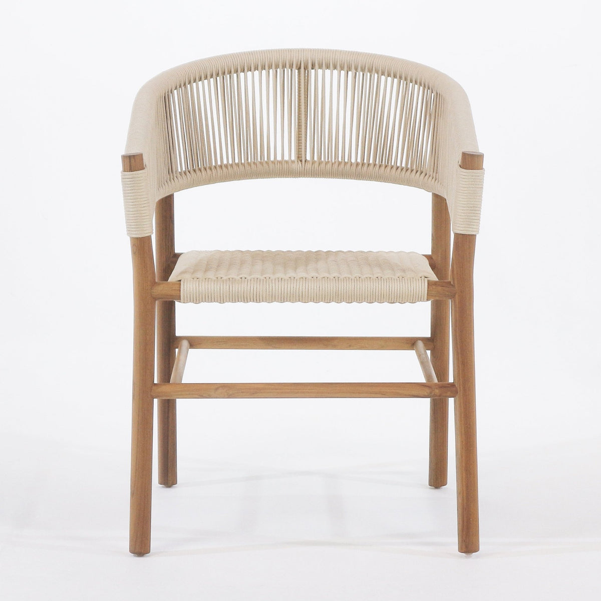 Macy Teak &amp; Polypropylene Woven Dining Chair - INTERIORTONIC