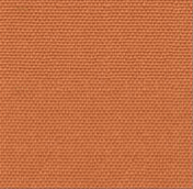 Close-up of burnt orange woven fabric swatch showing a tight outdoor-grade weave and subtle texture, pictured as upholstery for a coastal, contemporary outdoor sofa.