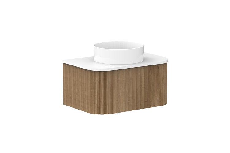 Mussomeli Bathroom Vanity Fluted Teak with Ceramic Bowl and Surface - INTERIORTONIC