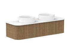 Mussomeli Bathroom Vanity Fluted Teak with Ceramic Bowl and Surface - INTERIORTONIC