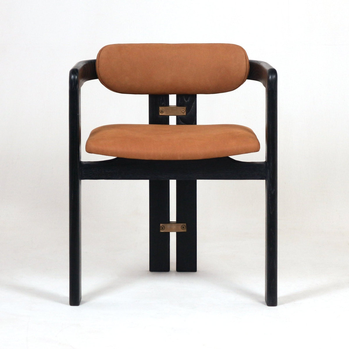 Pamplona Black, Brass &amp; Nubuck Dining Chair - INTERIORTONIC