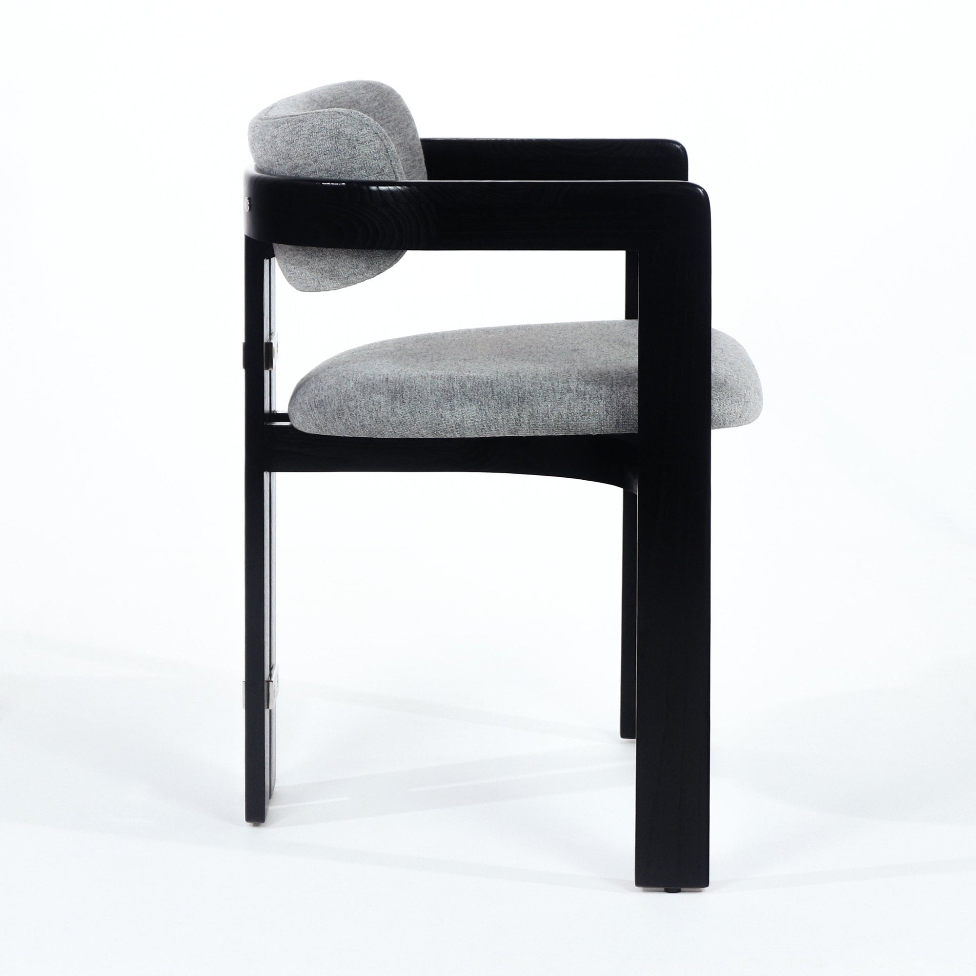 Pamplona Black, Stainless & Grey Boucle Dining Chair - INTERIORTONIC