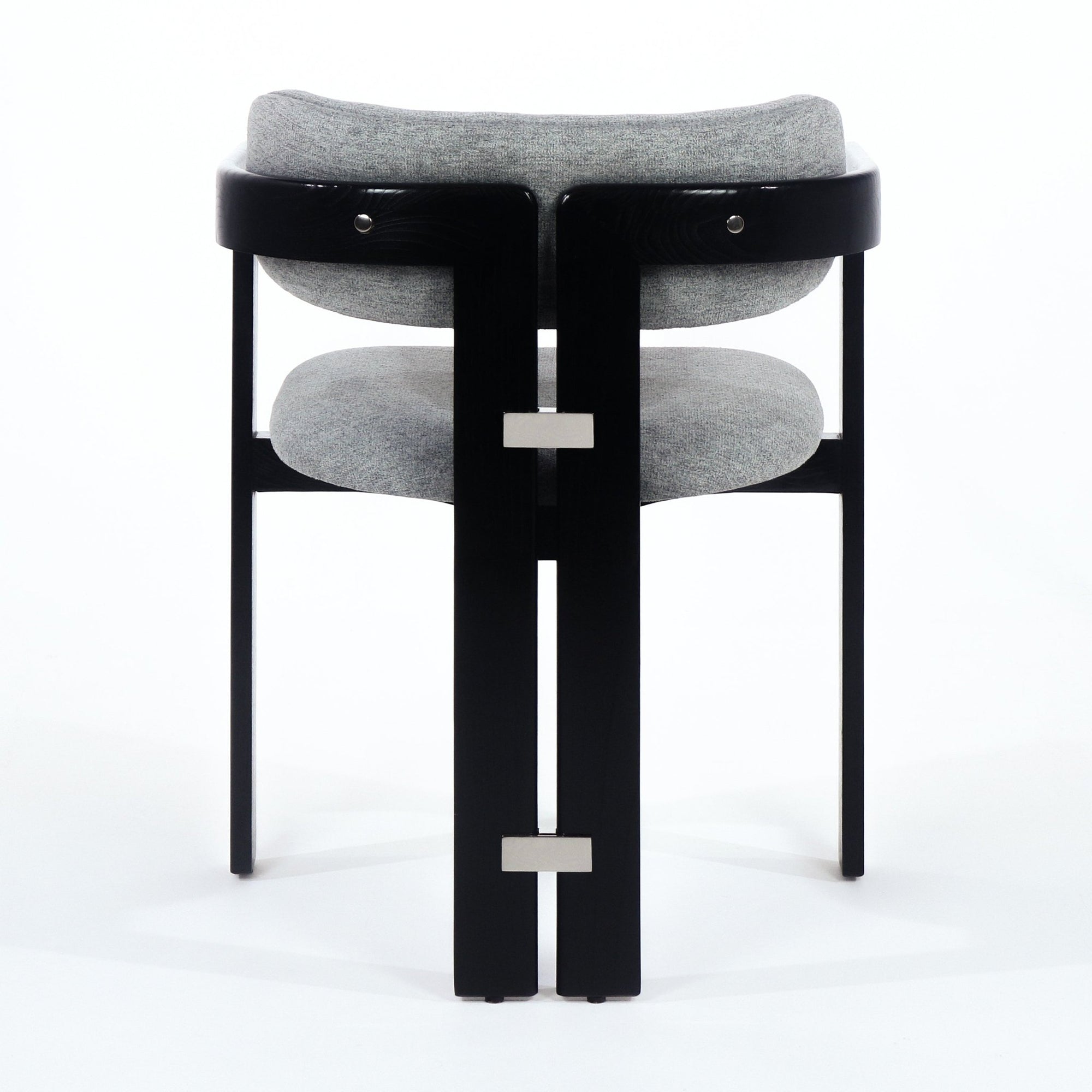 Pamplona Black, Stainless & Grey Boucle Dining Chair - INTERIORTONIC