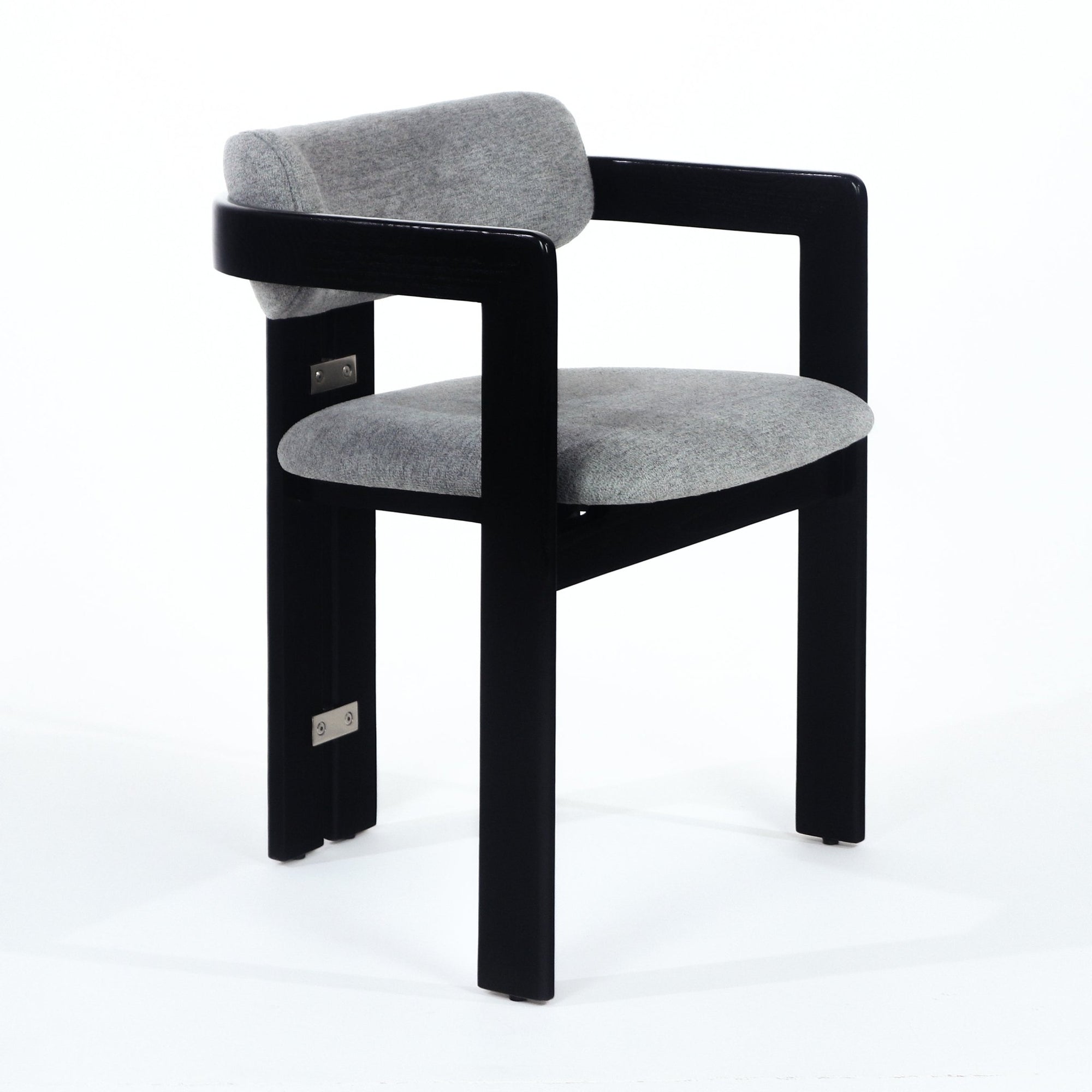 Pamplona Black, Stainless & Grey Boucle Dining Chair - INTERIORTONIC