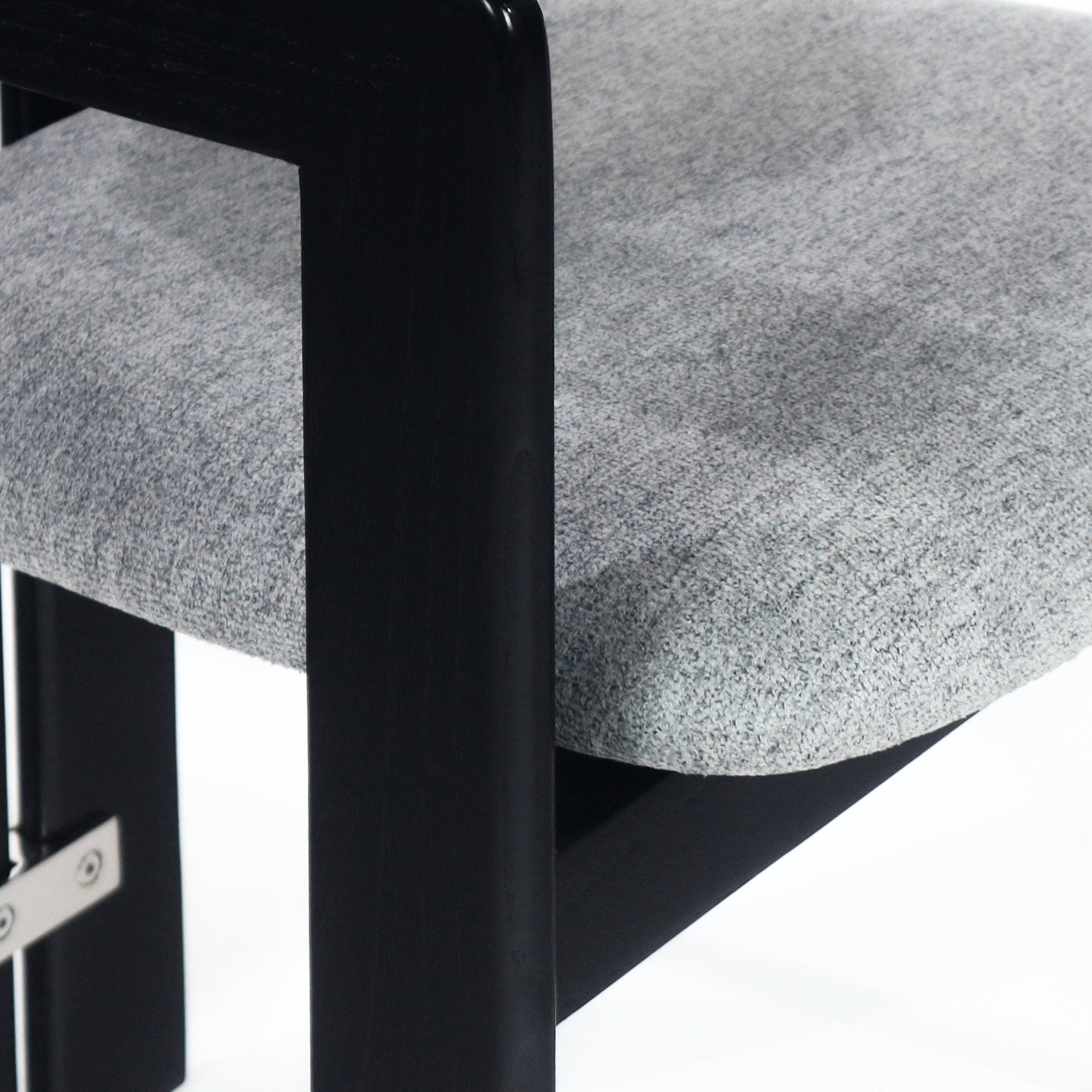 Pamplona Black, Stainless & Grey Boucle Dining Chair - INTERIORTONIC