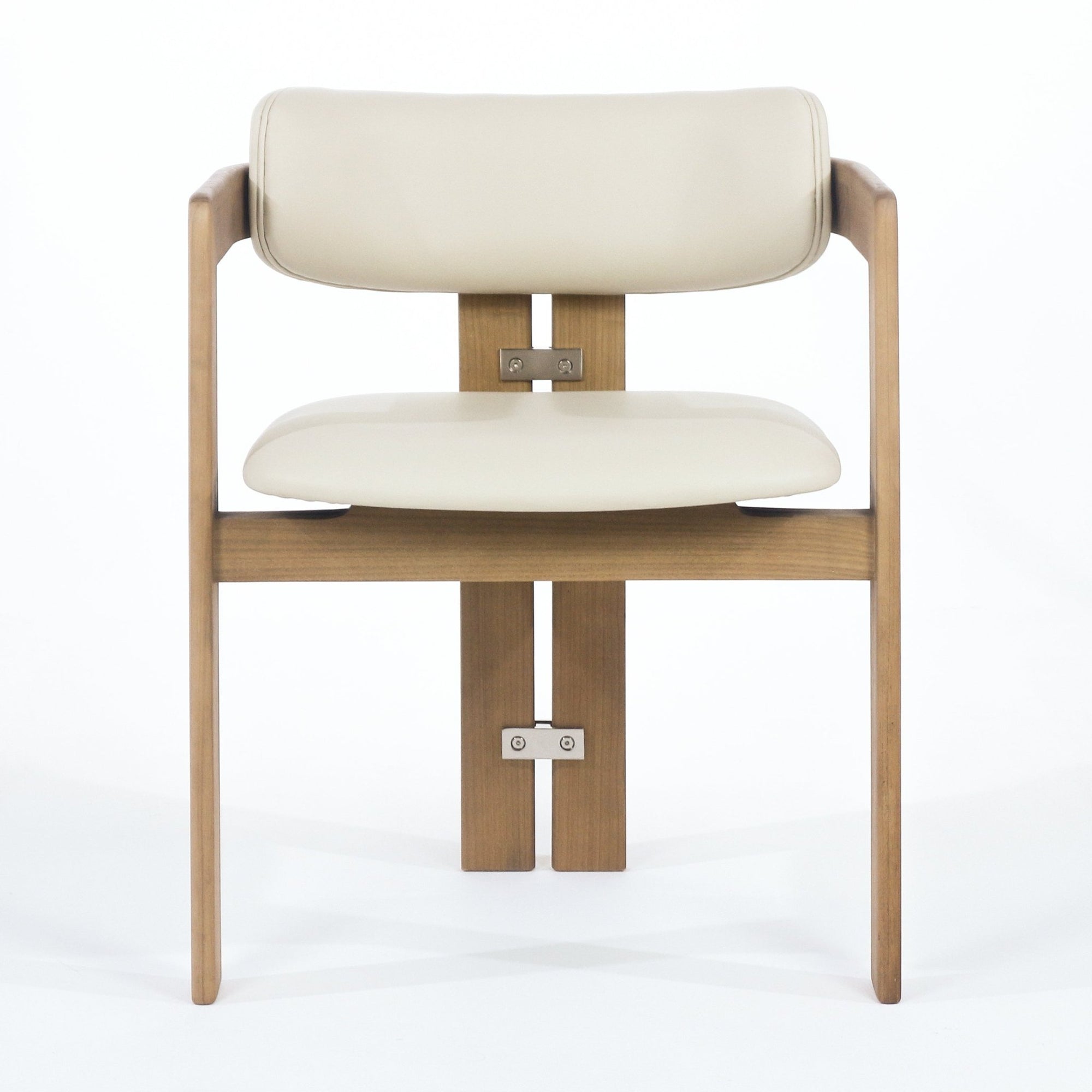 Pamplona Teak & Beige Leather Dining Chair - INTERIORTONIC