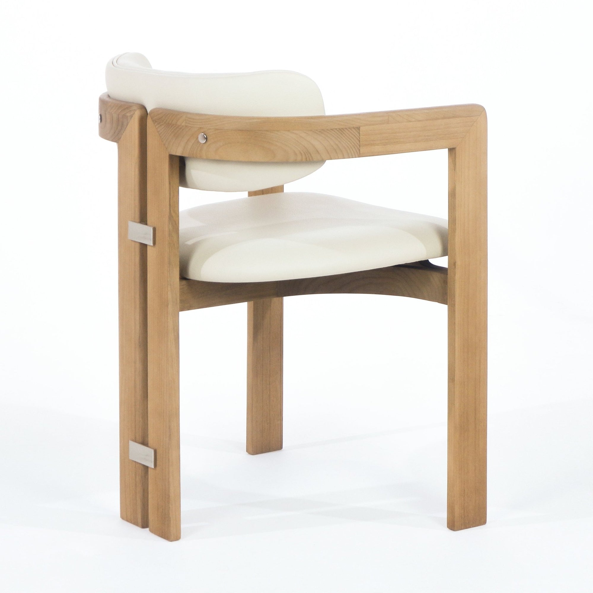 Pamplona Teak & Beige Leather Dining Chair - INTERIORTONIC