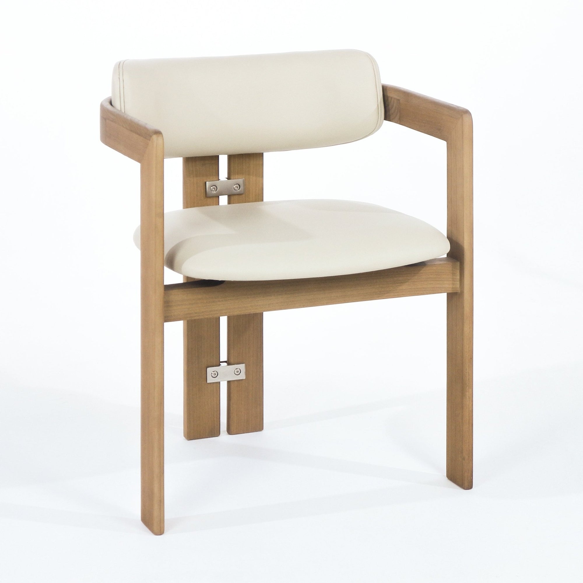 Pamplona Teak & Beige Leather Dining Chair - INTERIORTONIC