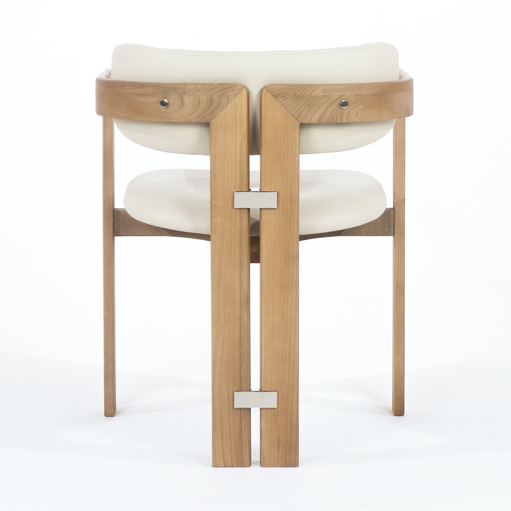 Pamplona Teak & Beige Leather Dining Chair - INTERIORTONIC