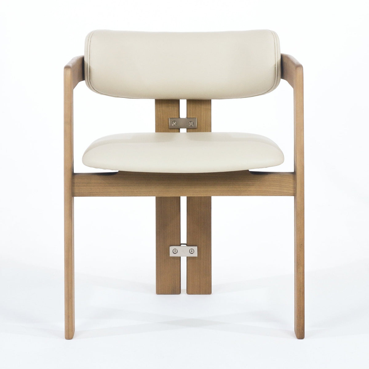 Pamplona Teak &amp; Beige Leather Dining Chair COM - INTERIORTONIC