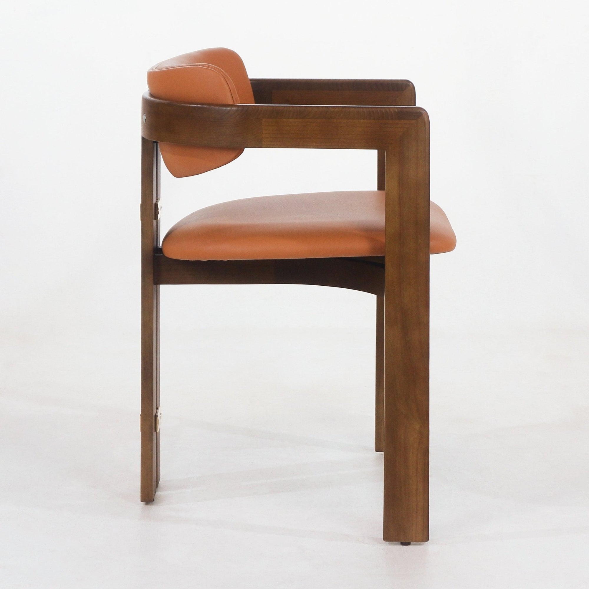 Pamplona Walnut Brown & Tan Leather Dining Chair - INTERIORTONIC