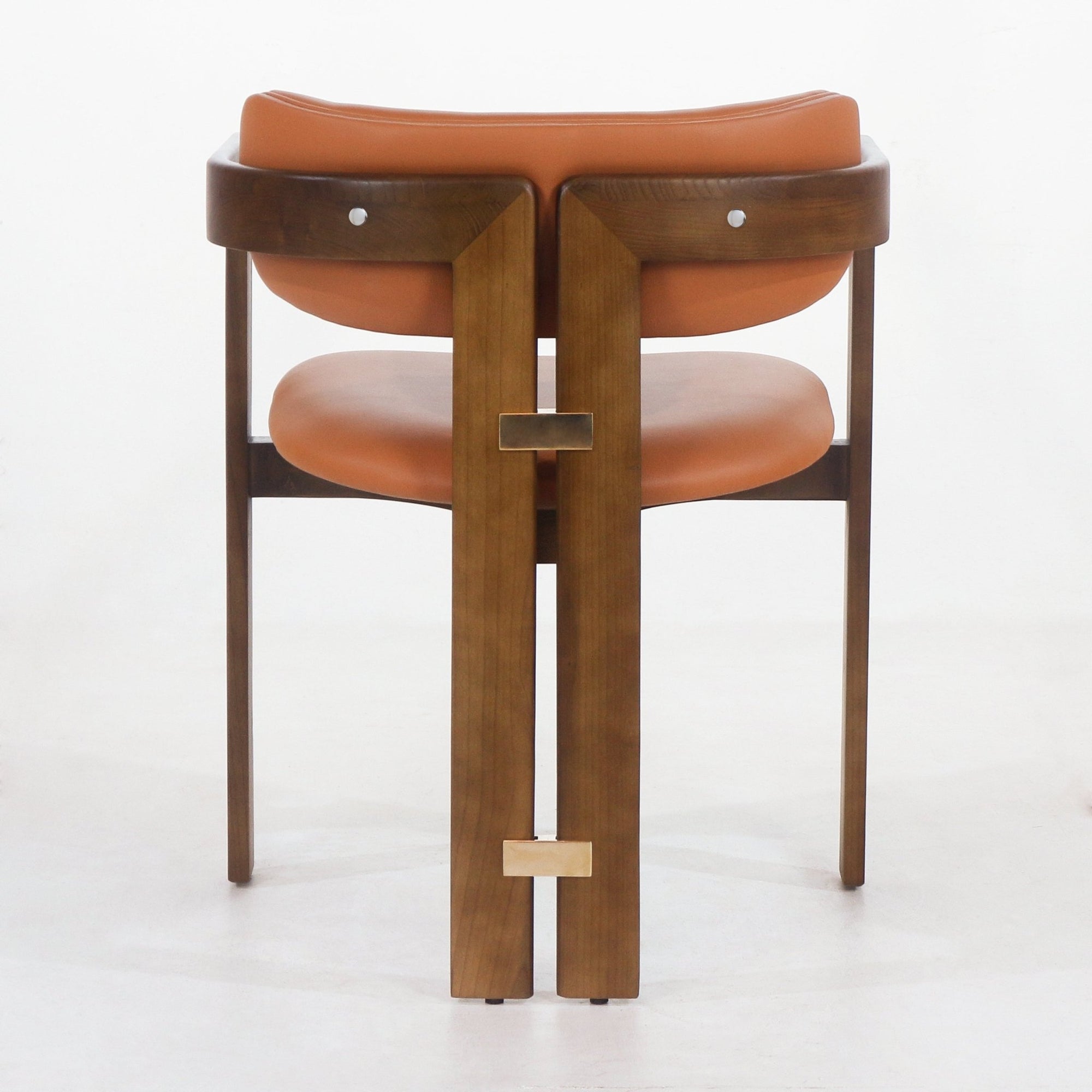 Pamplona Walnut Brown & Tan Leather Dining Chair - INTERIORTONIC