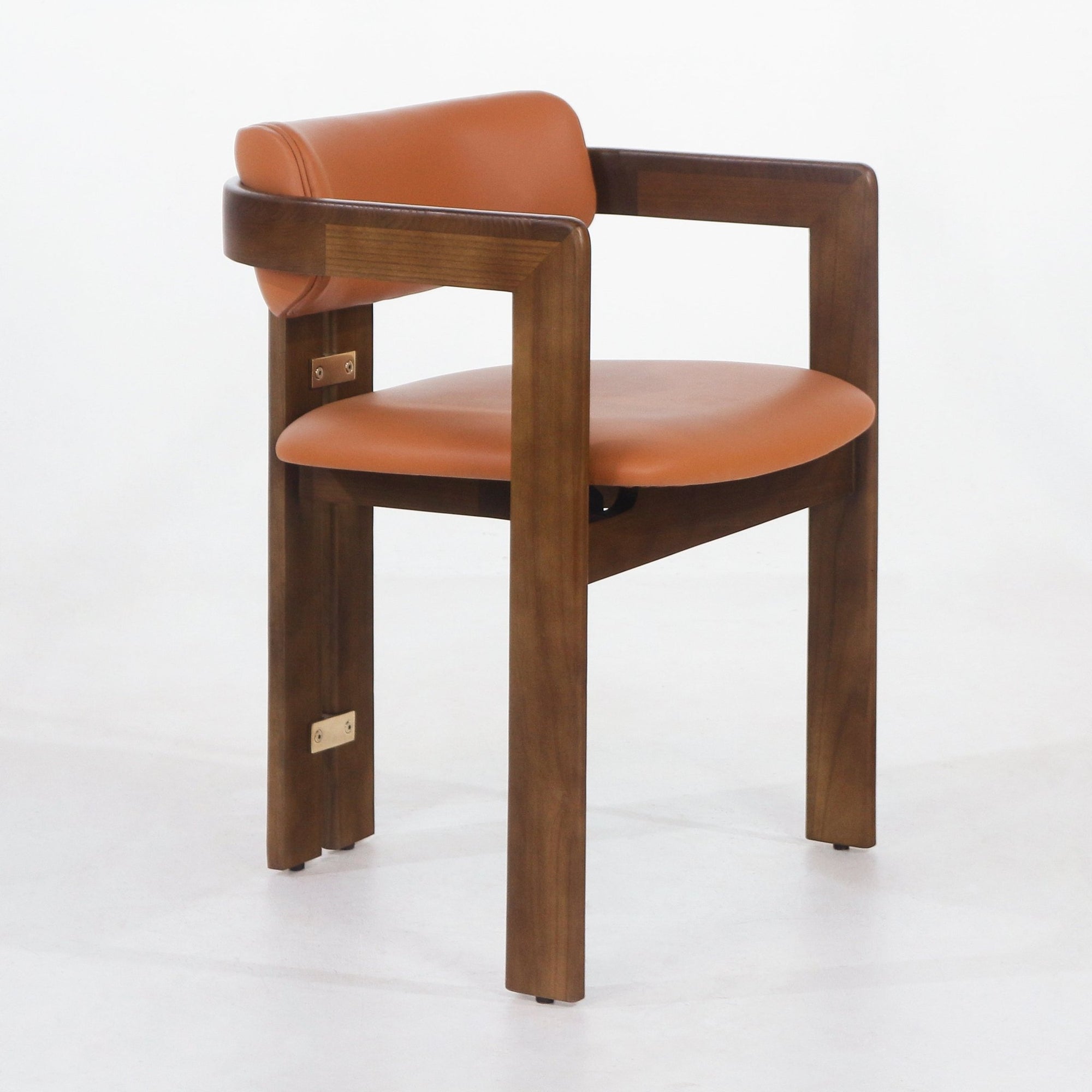 Pamplona Walnut Brown & Tan Leather Dining Chair - INTERIORTONIC