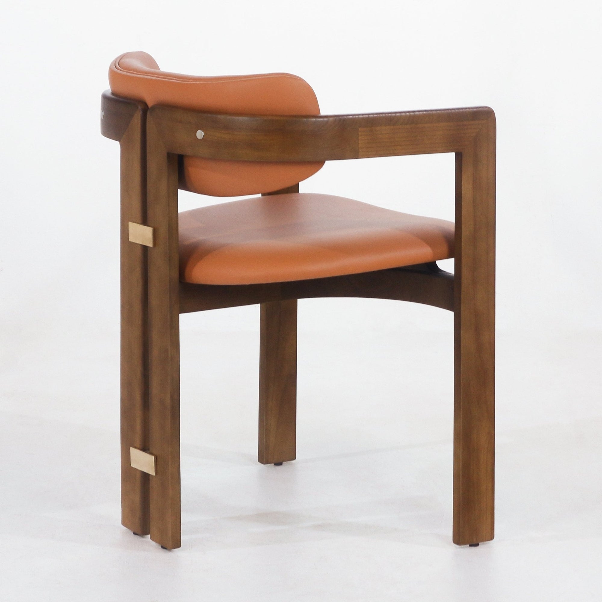 Pamplona Walnut Brown & Tan Leather Dining Chair - INTERIORTONIC