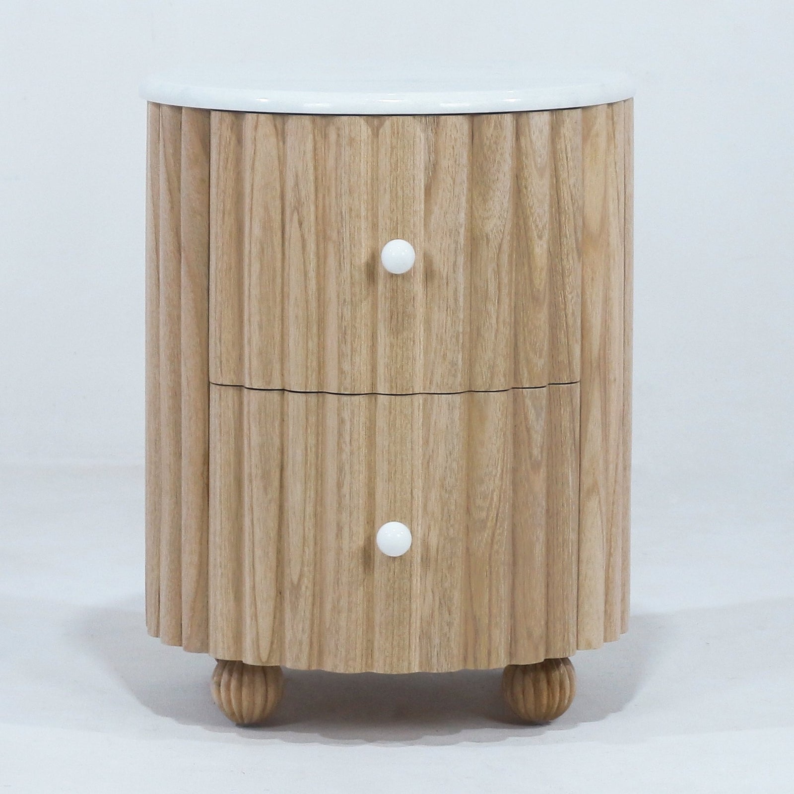 Poppy Fluted Nightstand with Marble - INTERIORTONIC