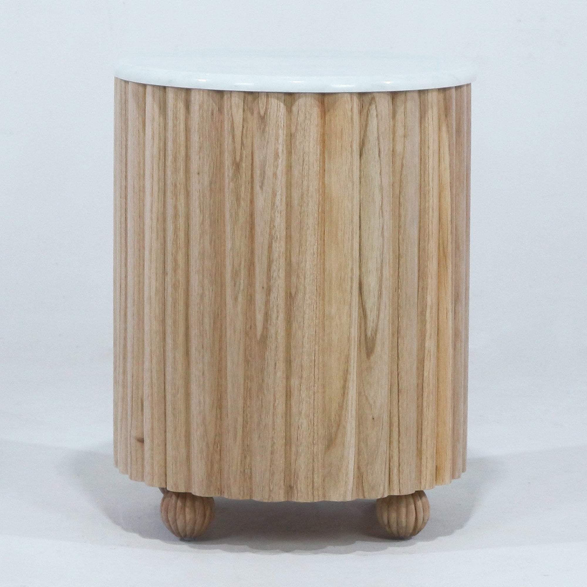 Poppy Fluted Nightstand with Marble - INTERIORTONIC