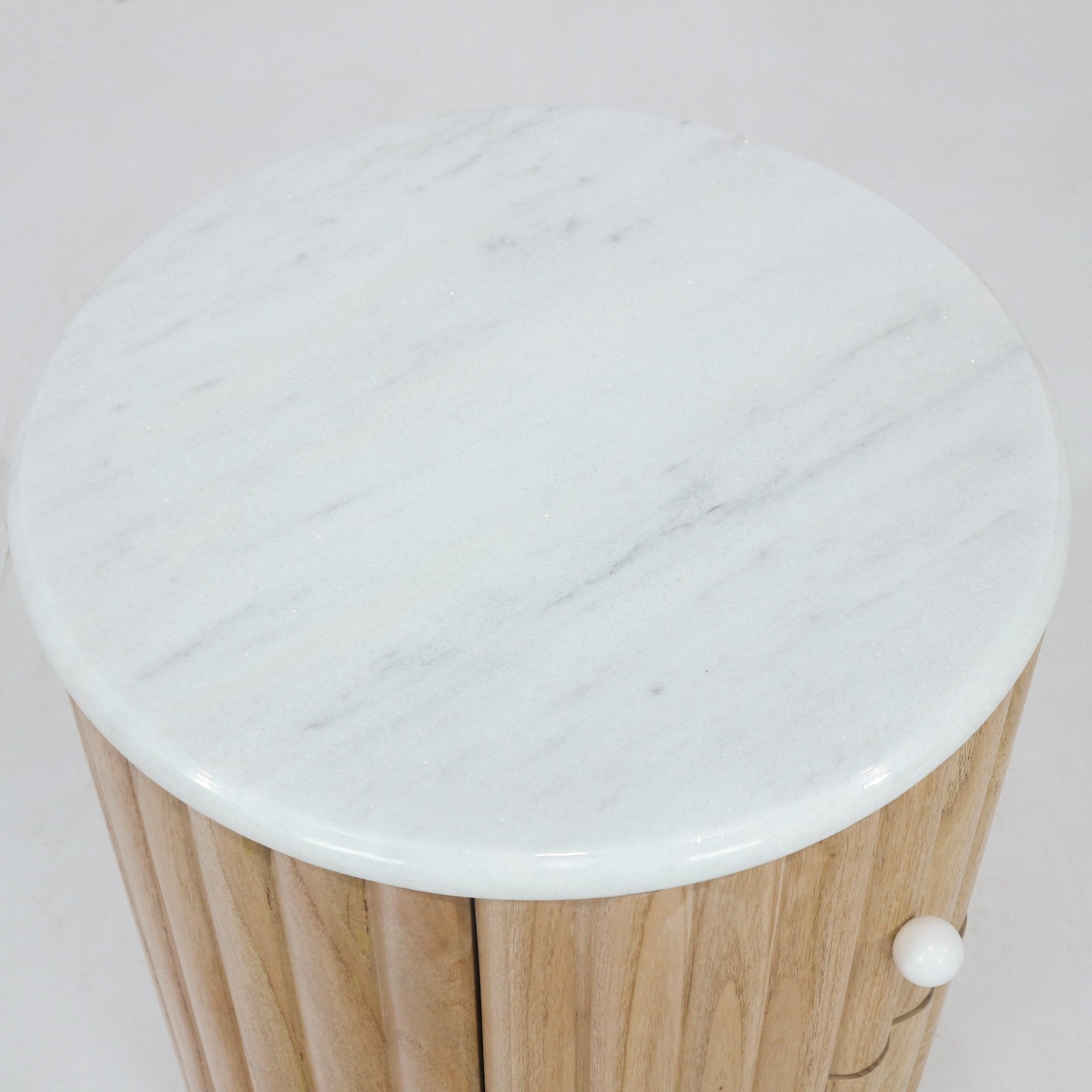 Poppy Fluted Nightstand with Marble - INTERIORTONIC