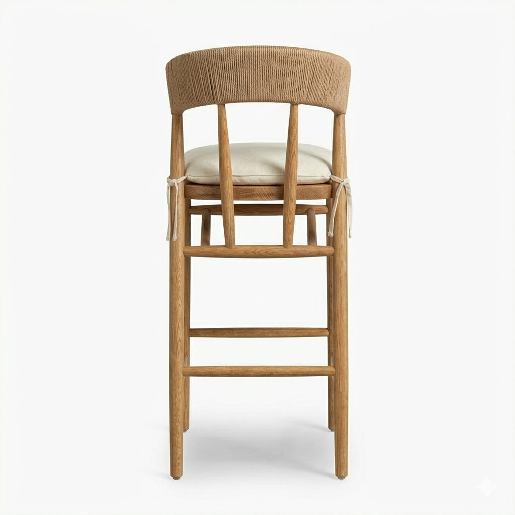 Harmonie Blonde Bar Counter Stool with Cushioned Seat and C-Back in Rope )