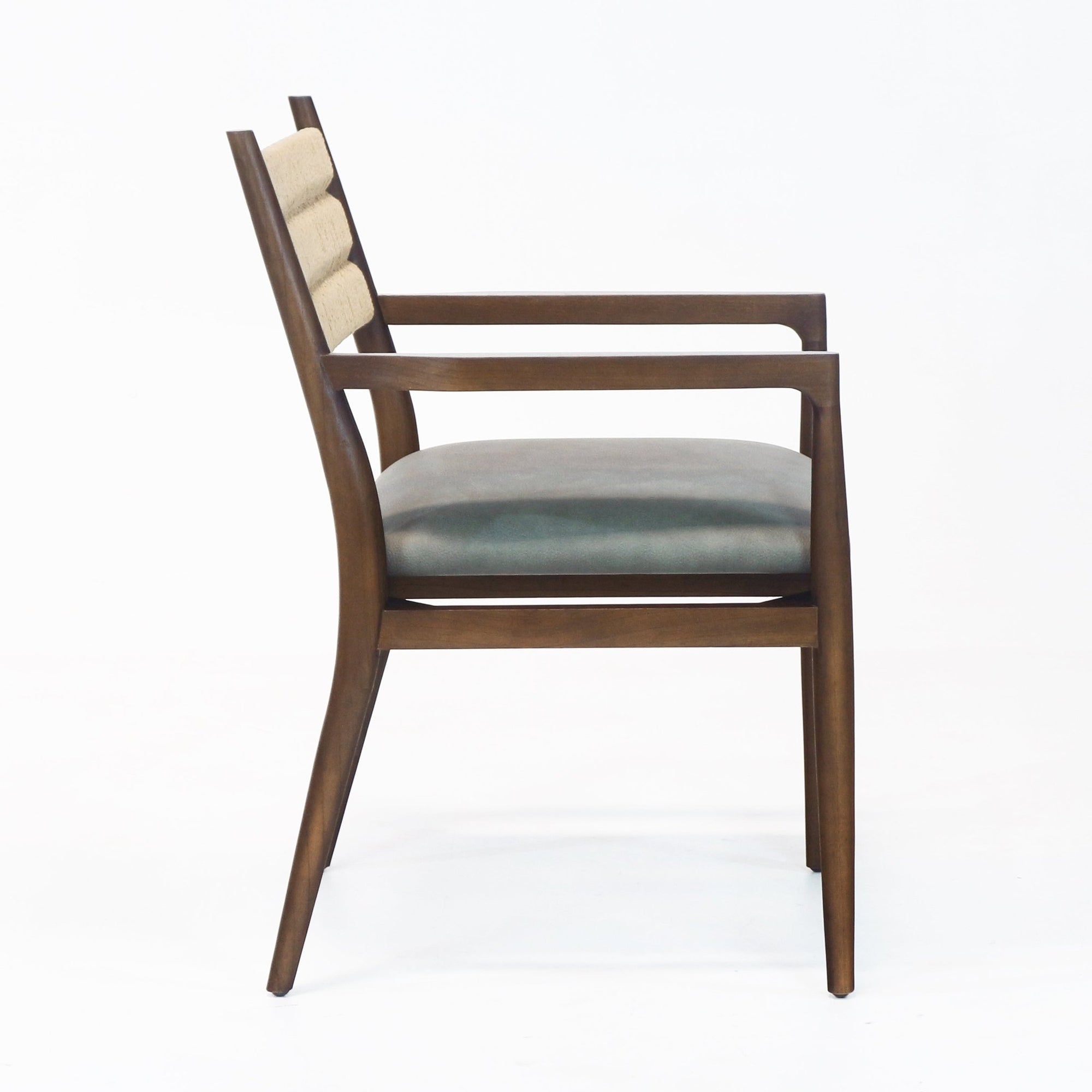 Samsara Dining Chair with Rope Backrest with Blue Leather Seat - INTERIORTONIC