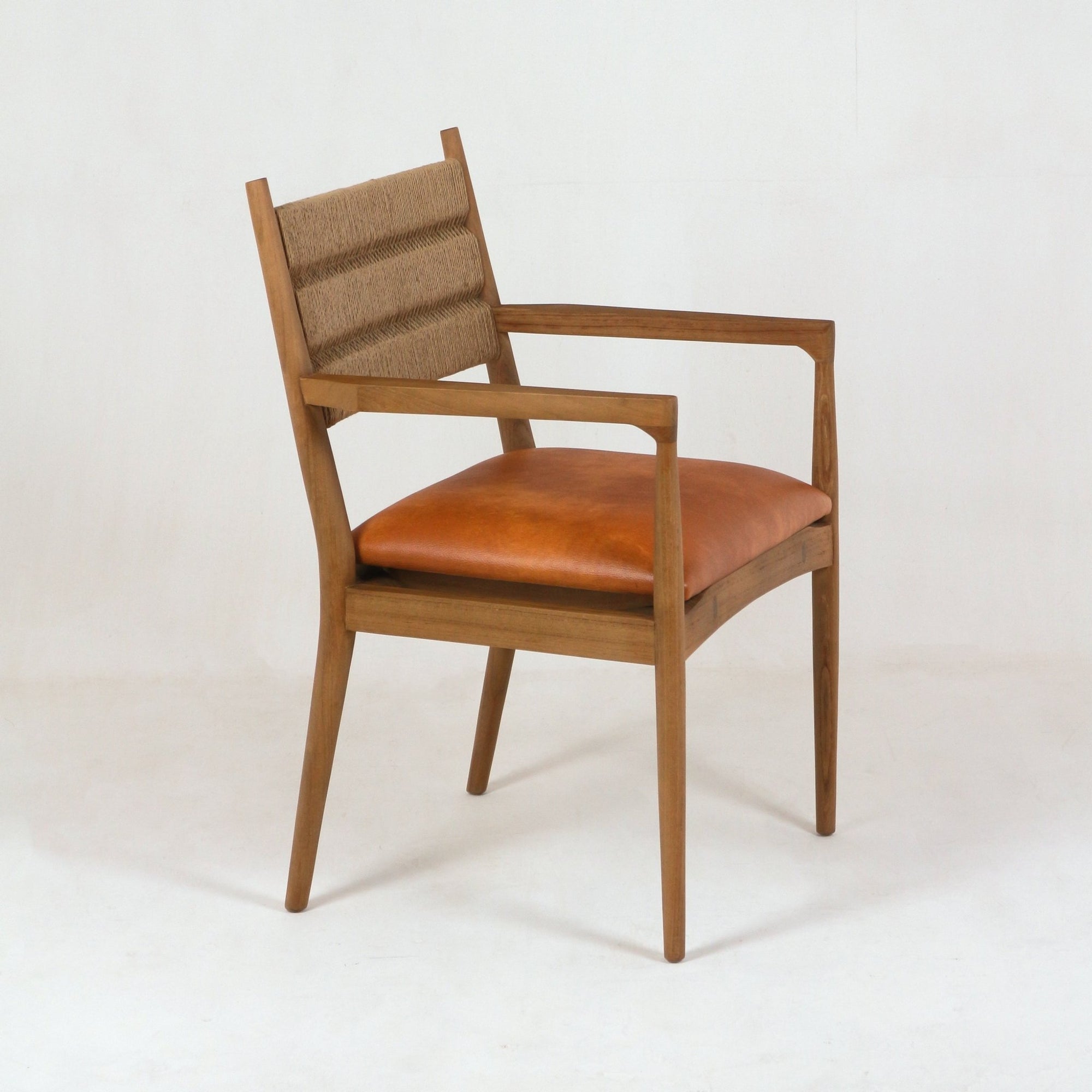 Samsara Leather & Rope Back Dining Chair - INTERIORTONIC