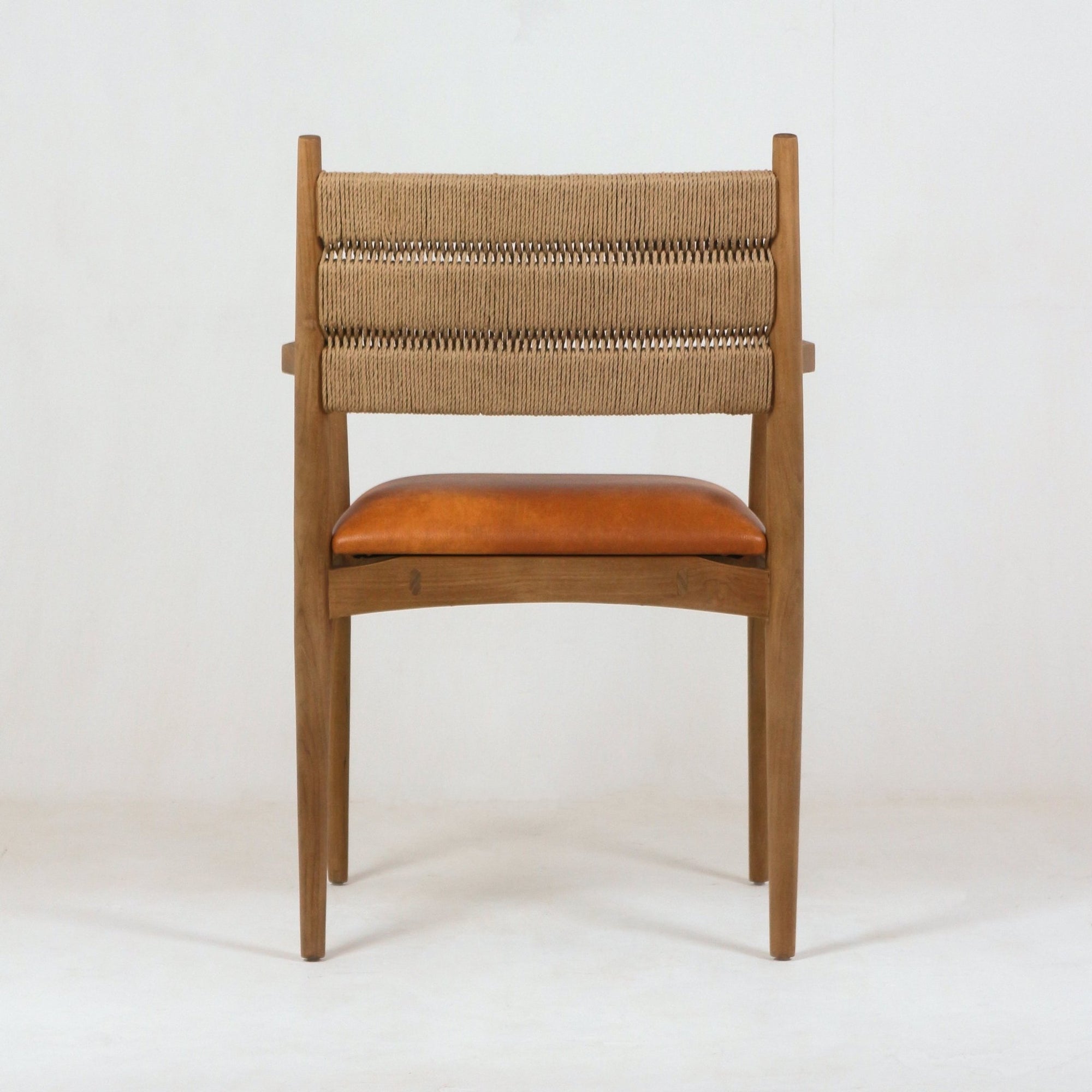 Samsara Leather & Rope Back Dining Chair - INTERIORTONIC