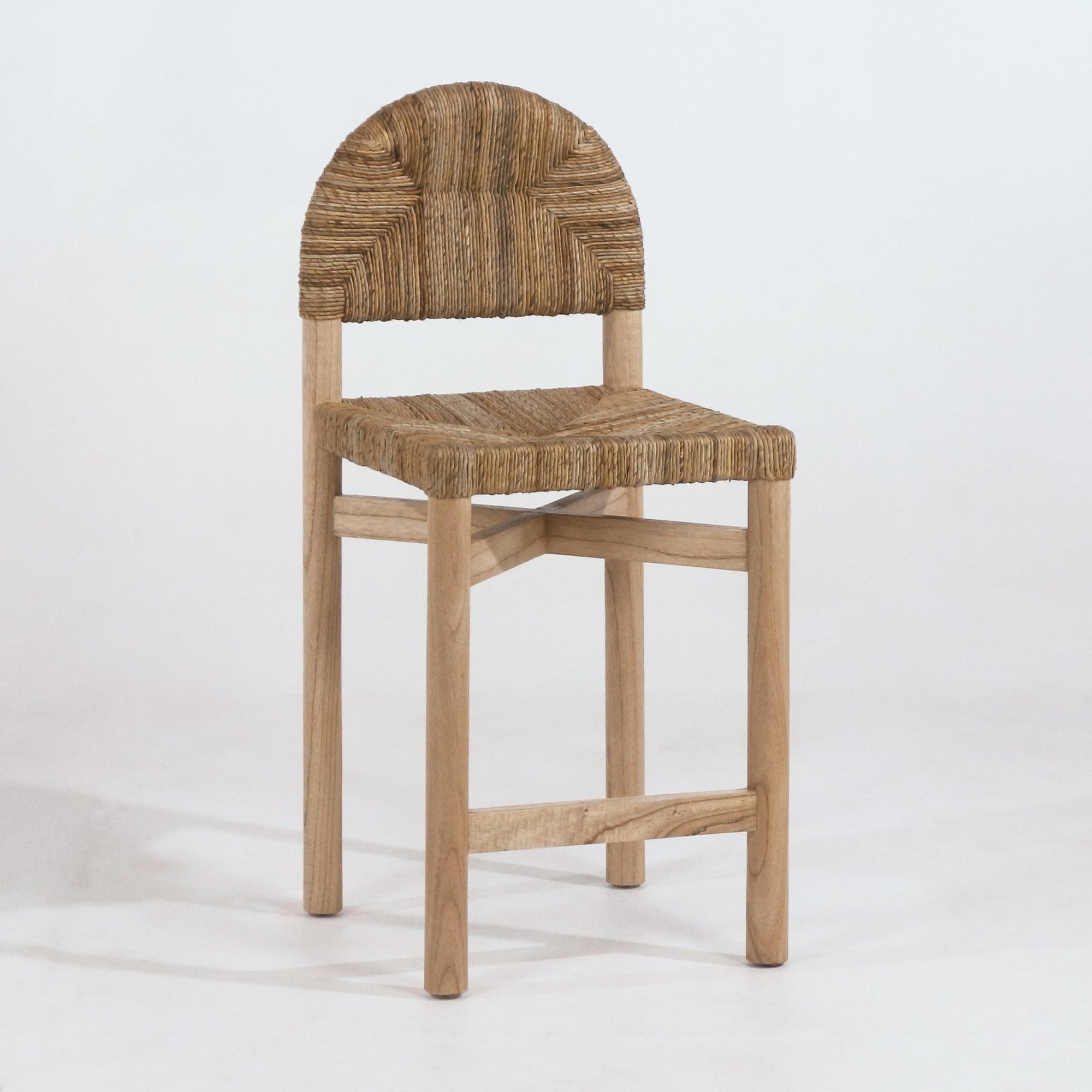 Sarande Counter Stool In Teak And Seagrass - INTERIORTONIC