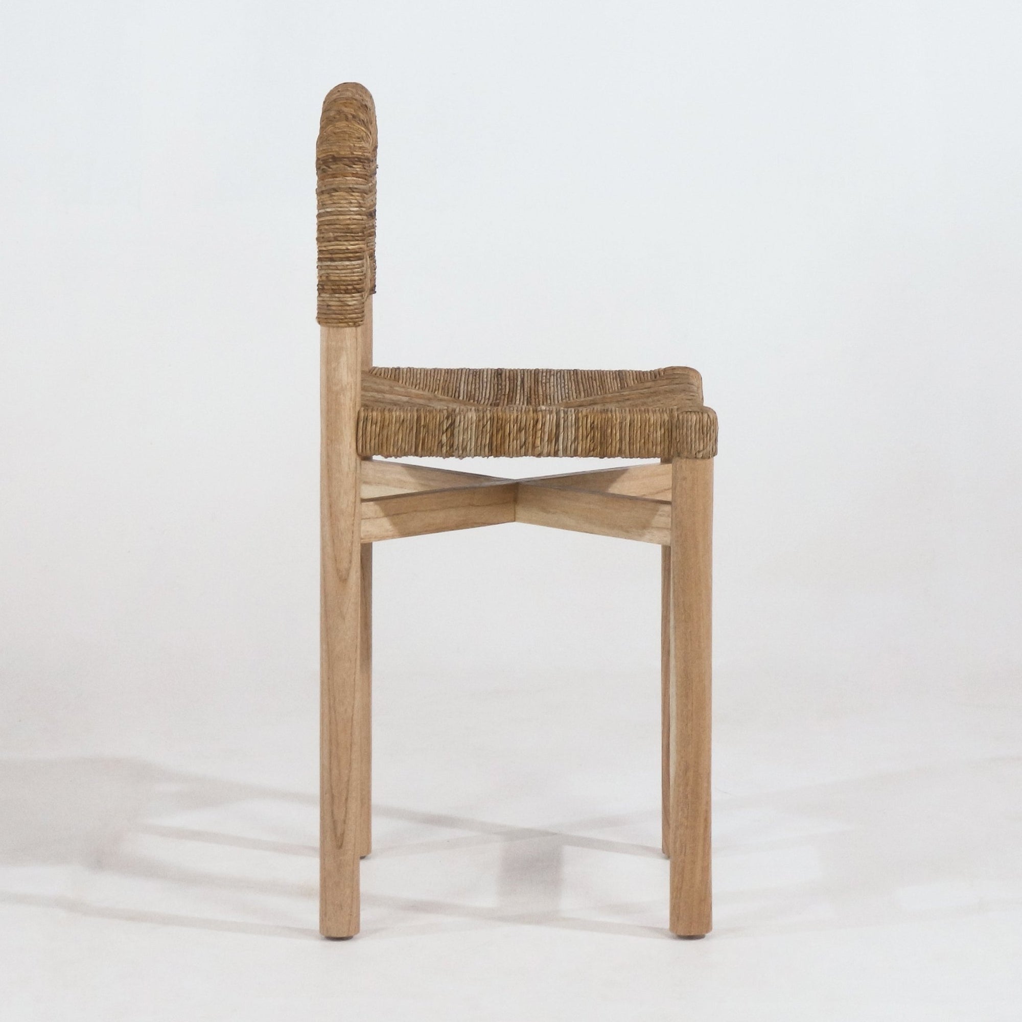 Sarande Counter Stool In Teak And Seagrass - INTERIORTONIC