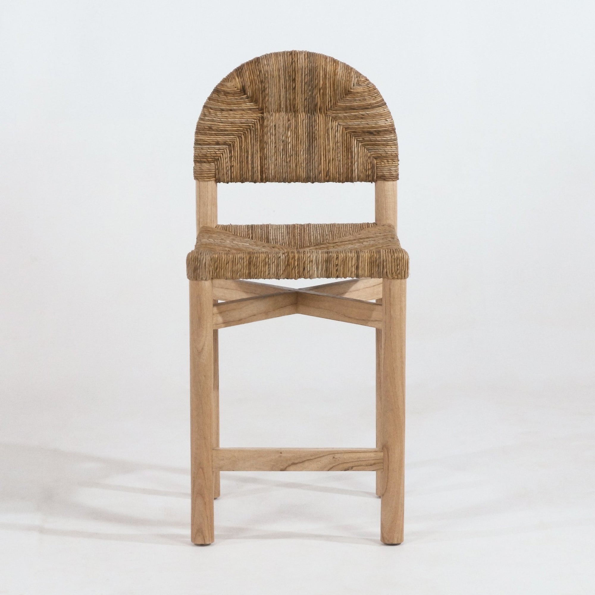 Sarande Counter Stool In Teak And Seagrass - INTERIORTONIC