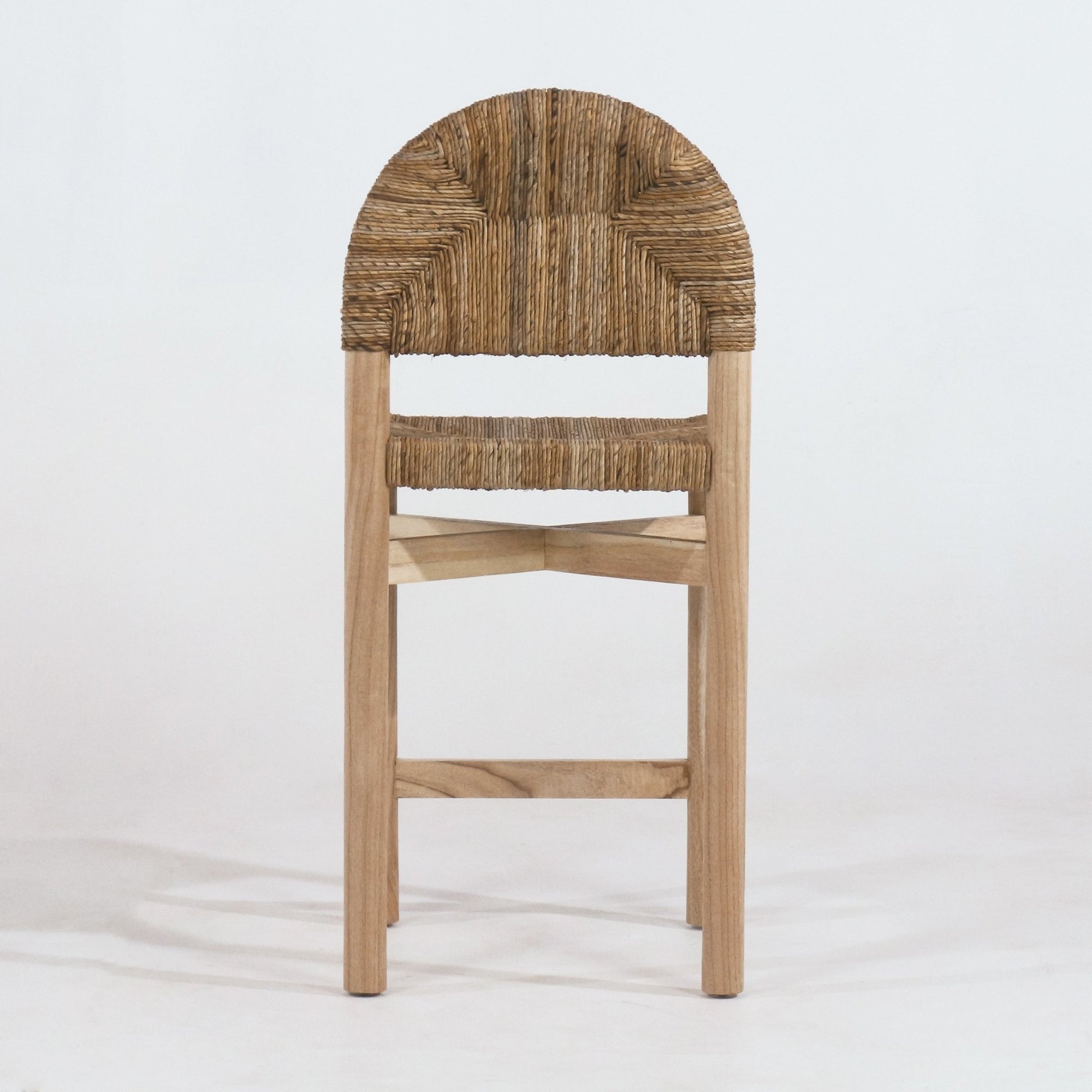 Sarande Counter Stool In Teak And Seagrass - INTERIORTONIC