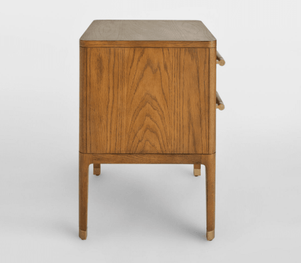 Solid Wood and Brass Nightstand - INTERIORTONIC