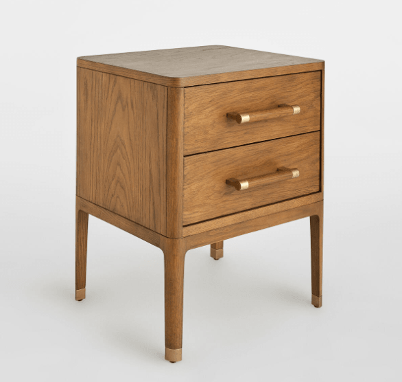 Solid Wood and Brass Nightstand - INTERIORTONIC