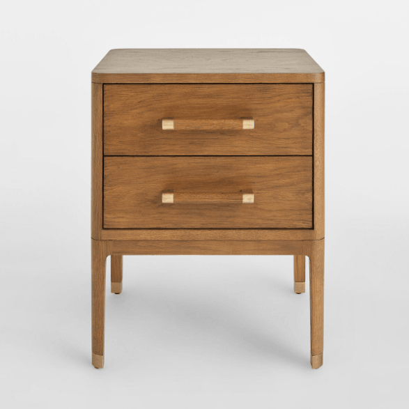 Solid Wood and Brass Nightstand - INTERIORTONIC