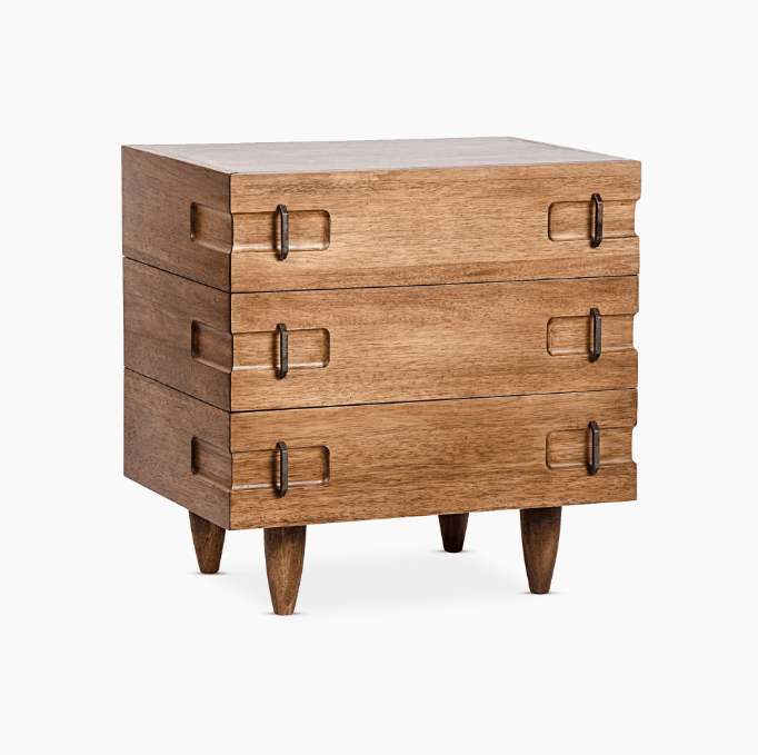 Solid Wood Nightstand with Brass detail - INTERIORTONIC