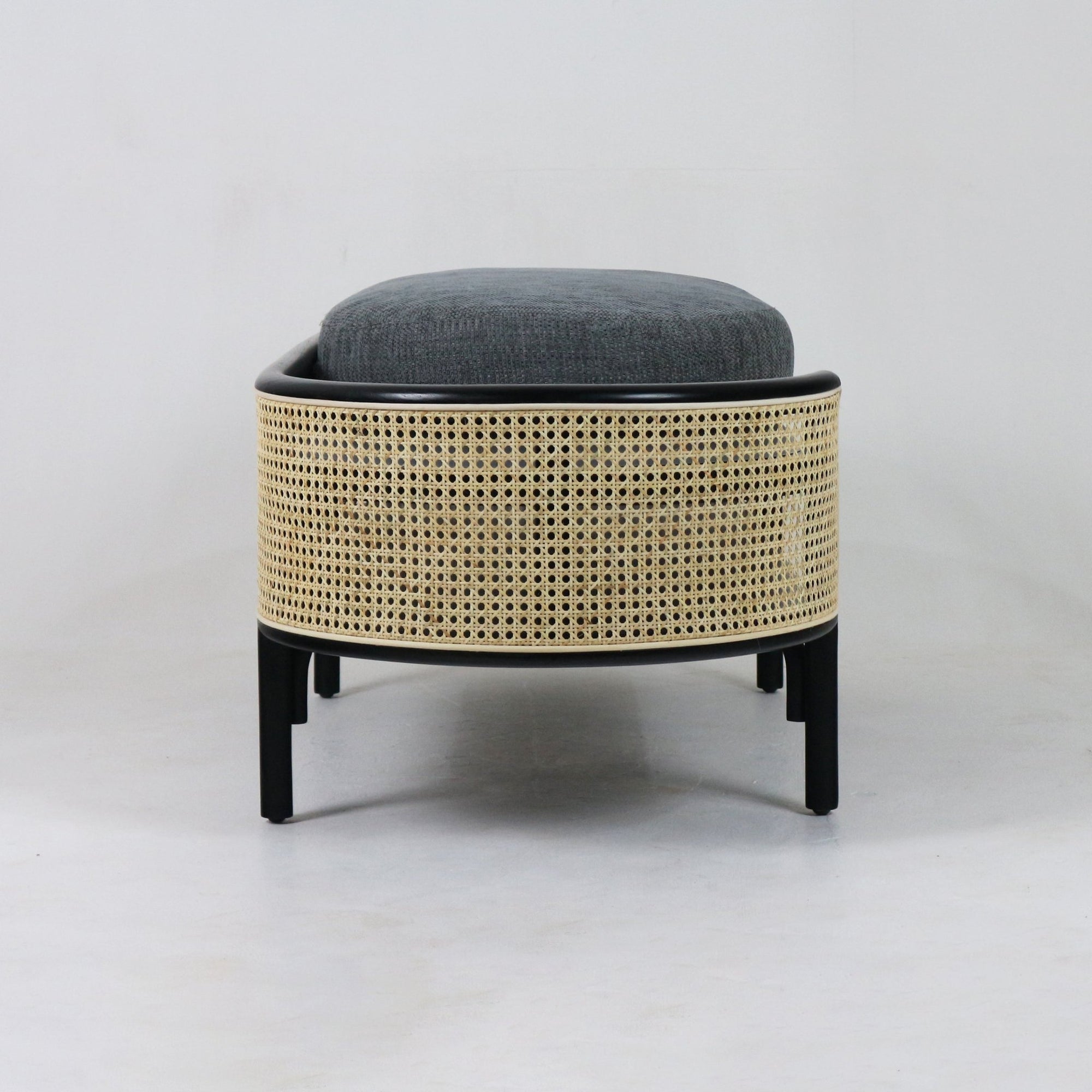 Tirana Solid Wood & Rattan Bench - INTERIORTONIC