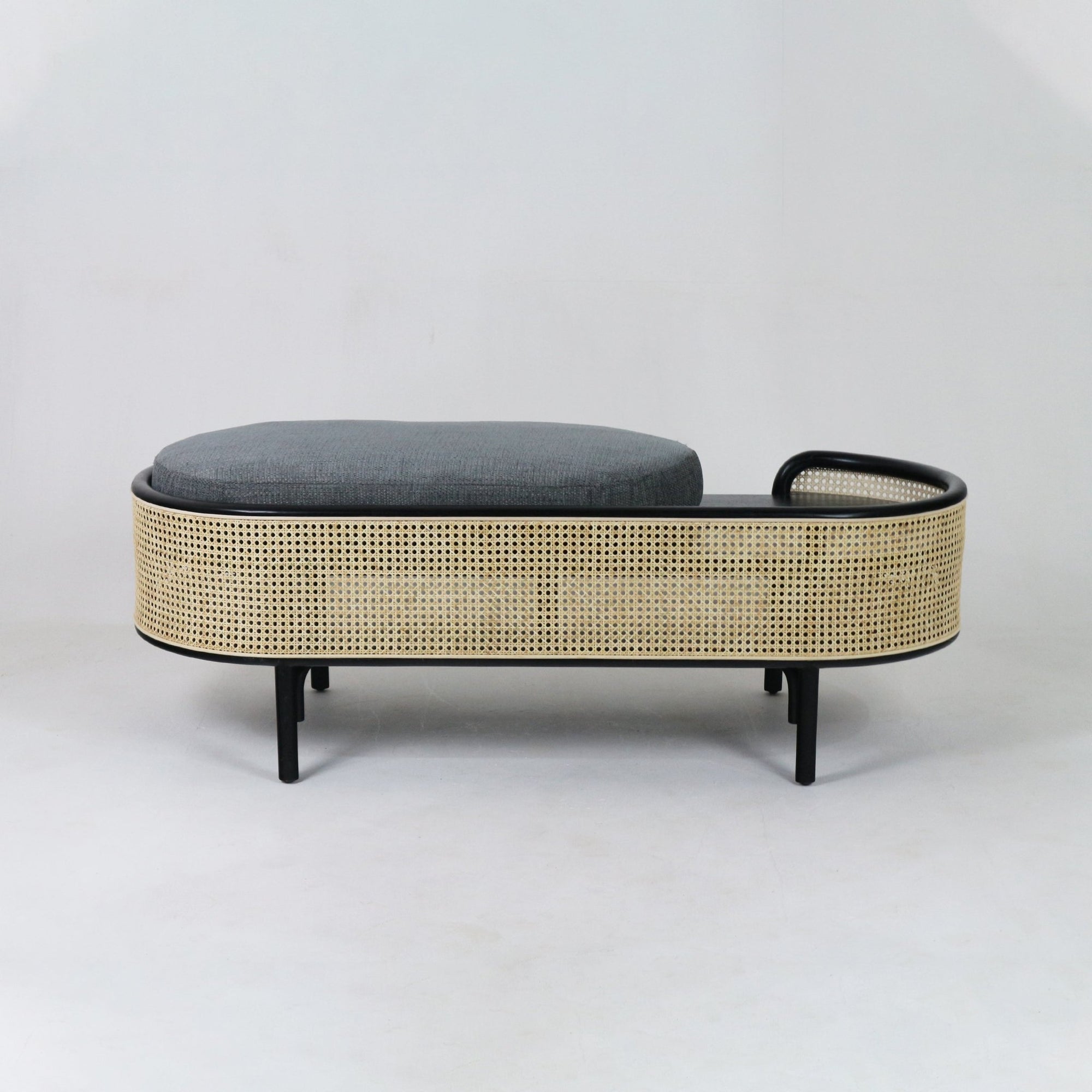 Tirana Solid Wood & Rattan Bench - INTERIORTONIC