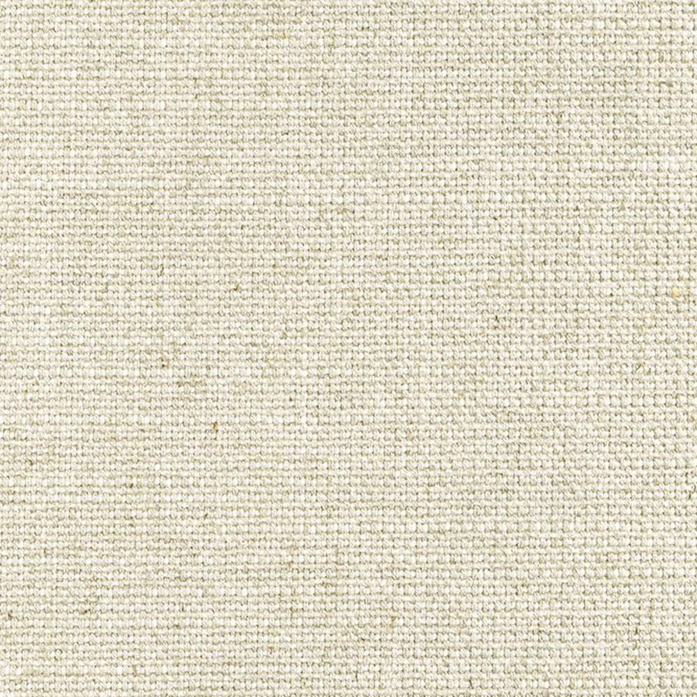 Close-up of a neutral ivory woven upholstery fabric showing tight basket-weave texture; a linen-wool-viscose blend with acrylic and polyester, suitable for sofa upholstery.