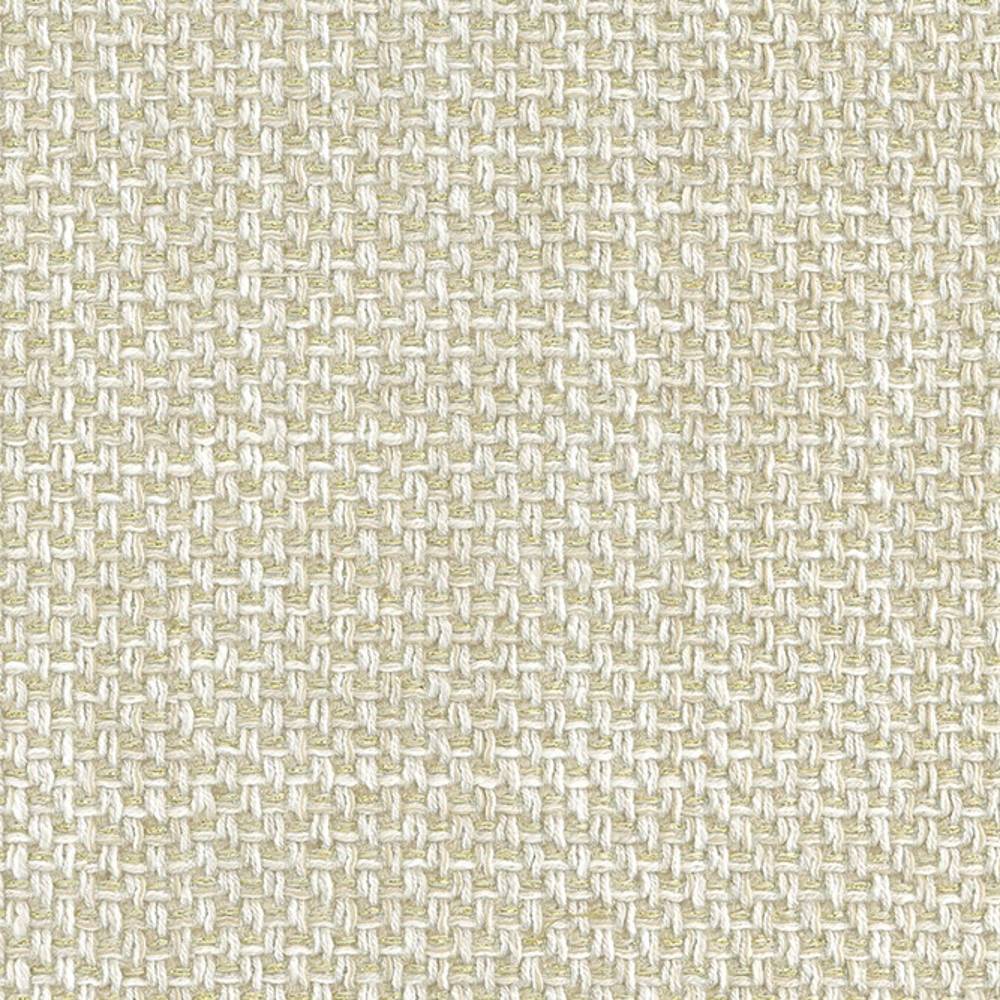 Close-up of a neutral beige-cream woven upholstery fabric showing a tight basket-weave texture; 25% linen, 50% viscose and 25% polyester, suited for contemporary sofa upholstery.
