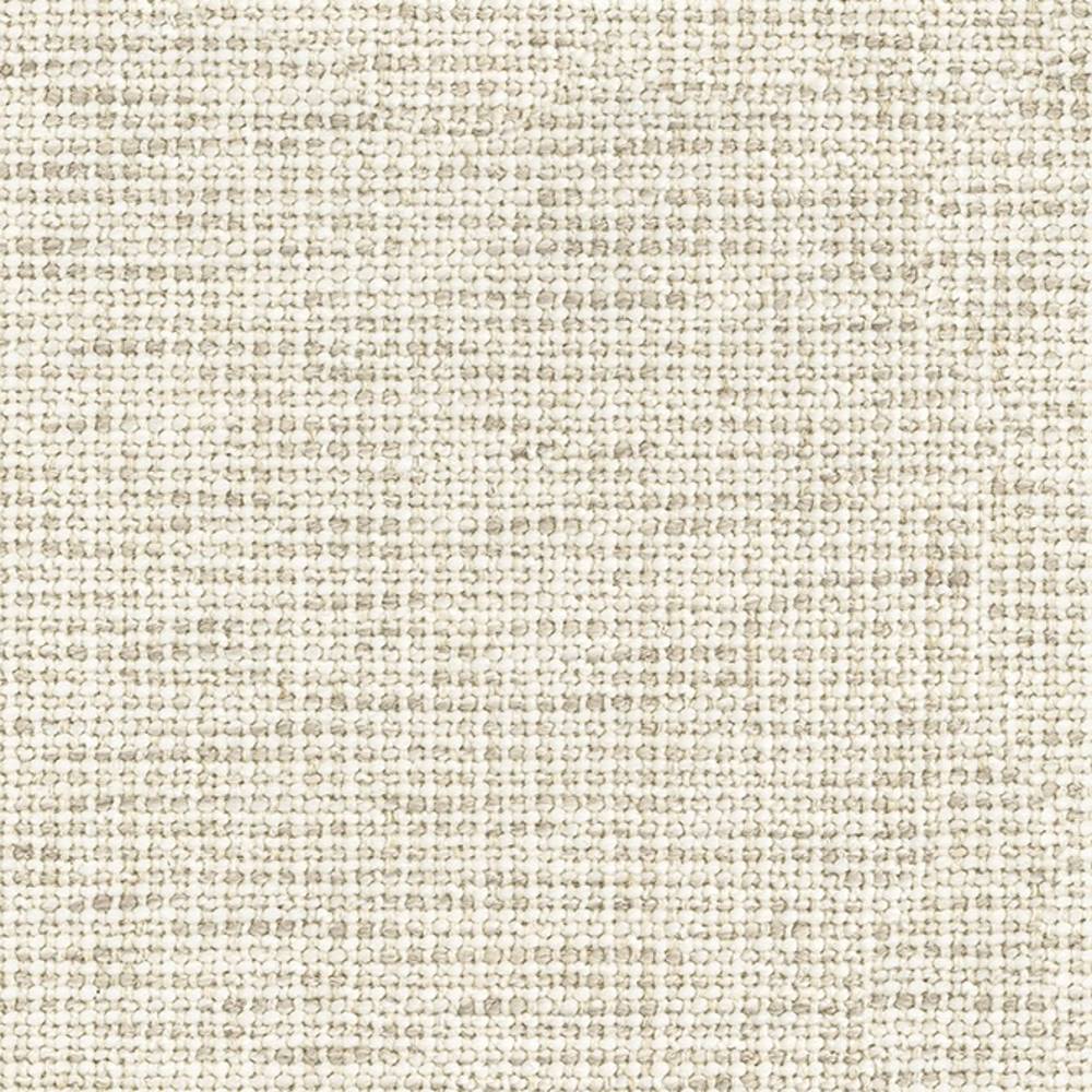 Close-up of cream-beige boucle upholstery fabric showing tight woven texture, a neutral modern sofa fabric in a 10% wool, 5% linen, 40% acrylic and 45% polyester blend.