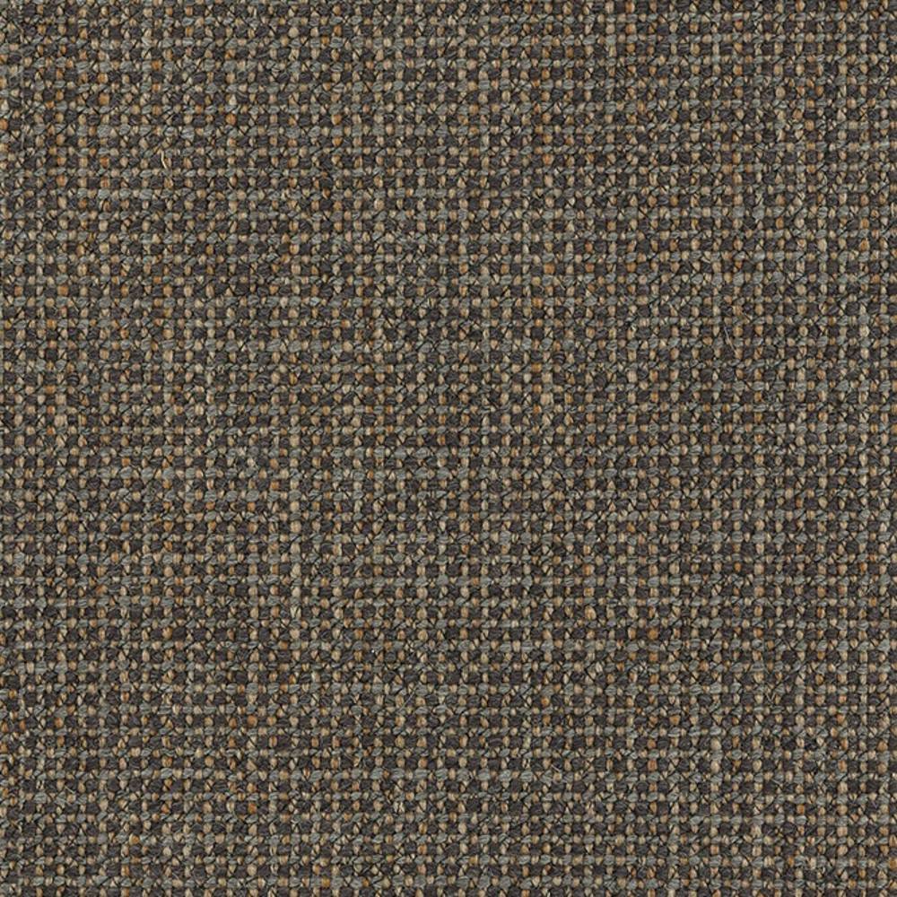 Close-up of neutral brown boucle upholstery fabric with tight woven texture and beige and cream flecks; 10% wool, 5% linen, 40% acrylic and 45% polyester blend for modern sofas.