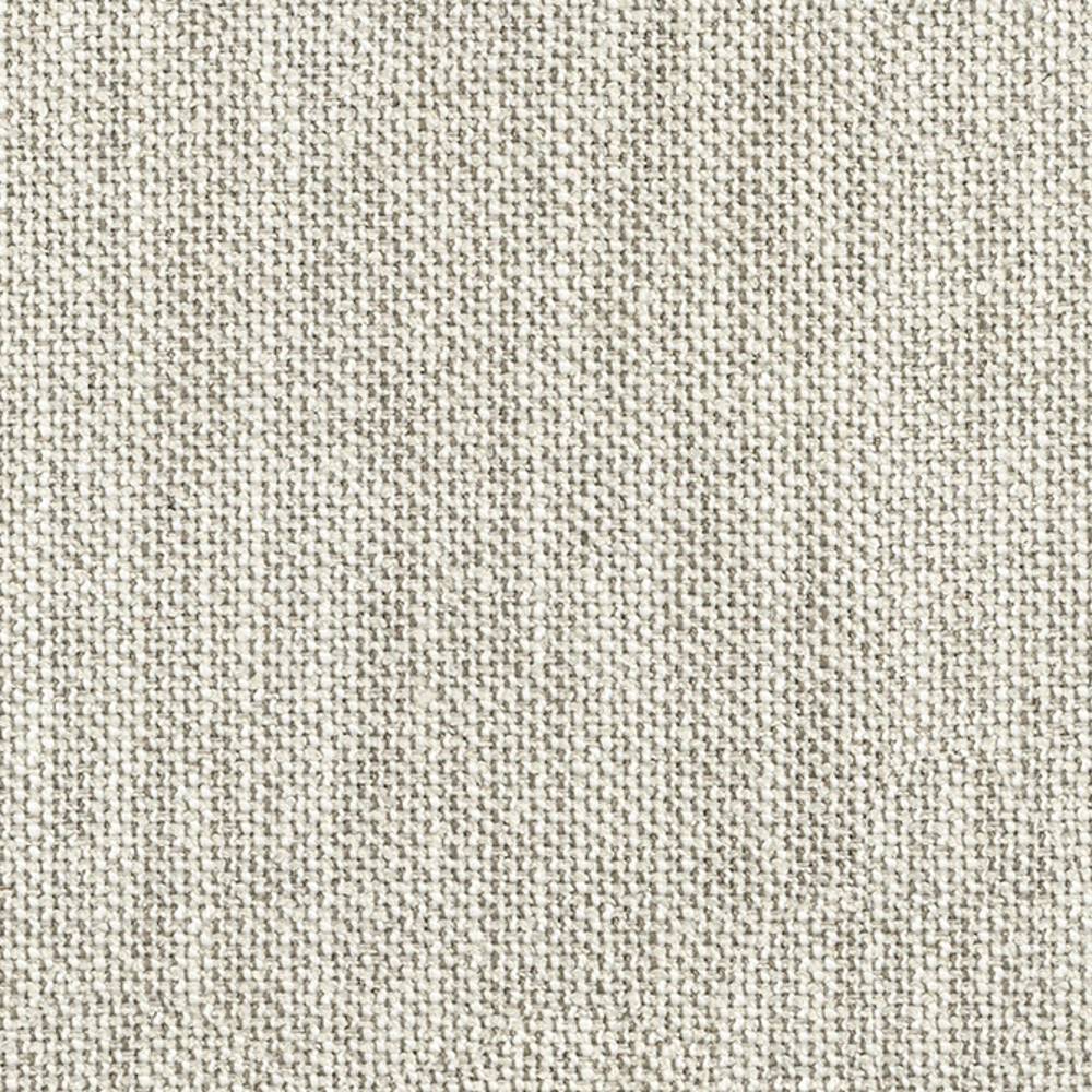 Close-up of neutral beige woven upholstery fabric showing a tight basket-weave texture, a durable blend of cotton, rayon, wool, acrylic and triacetate suitable for modern sofas.