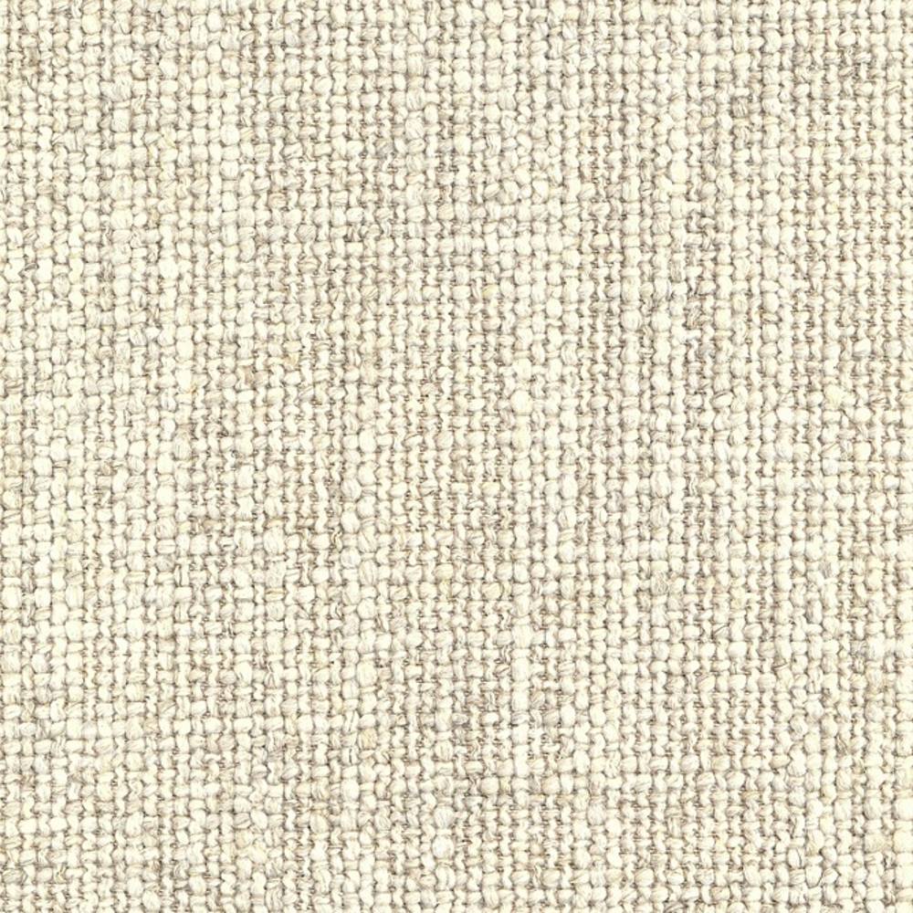 Close-up of beige woven upholstery fabric with a textured looped weave; 10% linen, 14% rayon, 25% acrylic and 51% polyester blend for heavy-duty indoor sofa use.