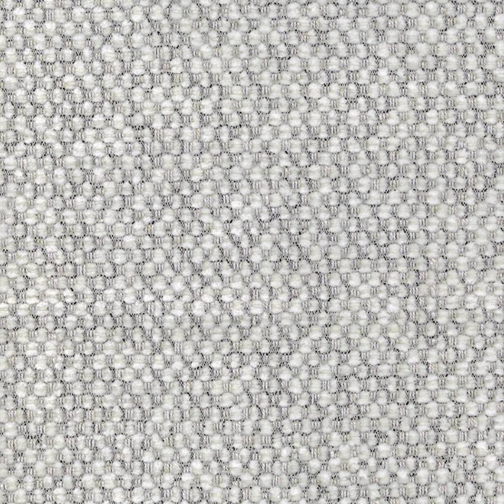 Close-up of cream boucle upholstery fabric showing a tight looped texture with subtle grey flecks; contract-grade 8% linen, 9% rayon, 83% polyester blend for durable contemporary sofa and office use.