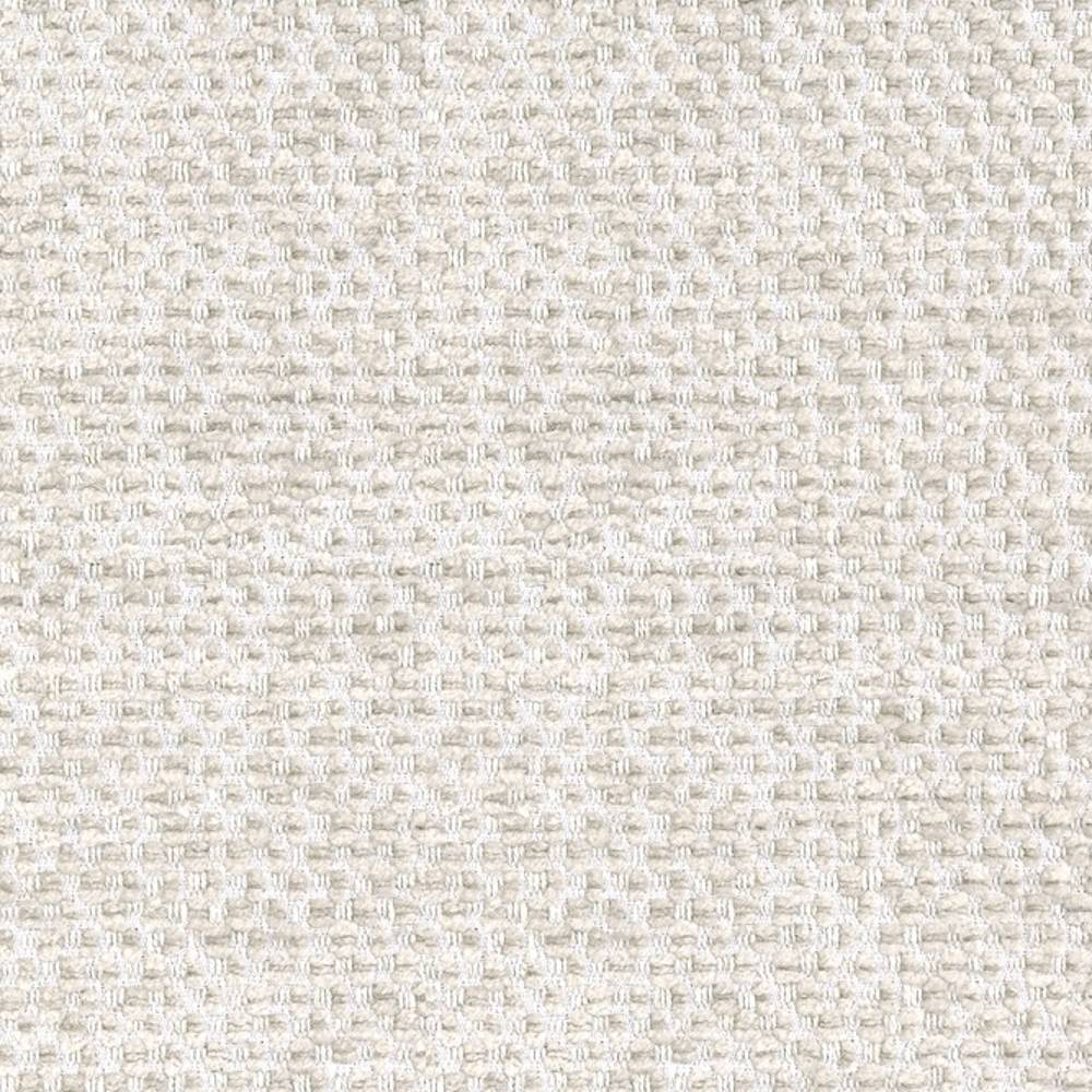Close-up of cream woven upholstery fabric showing a small basketweave texture; 8% linen, 9% rayon and 83% polyester blend ideal for contemporary sofa and office use.