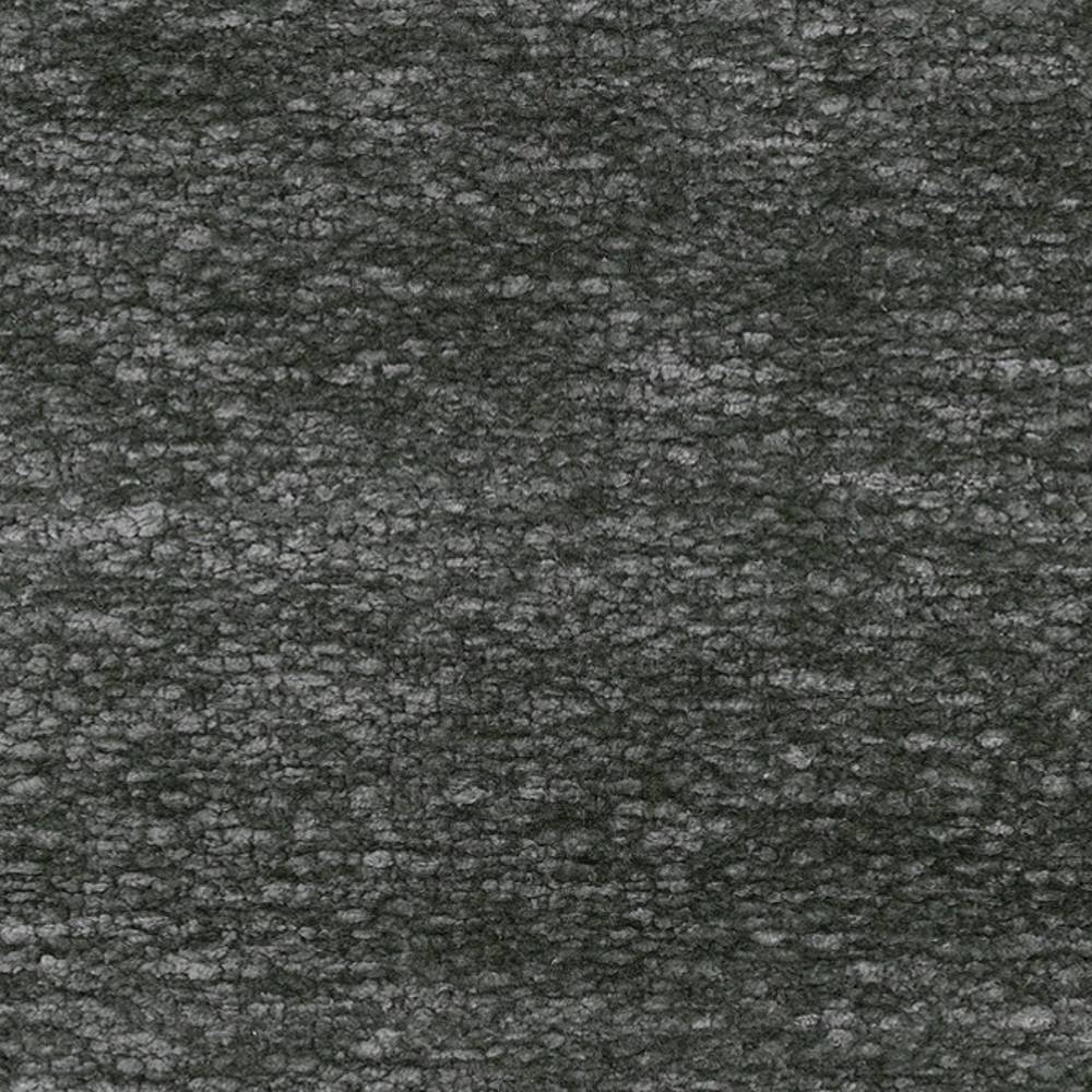 Close-up of dark charcoal boucle upholstery fabric showing a dense, looped textured surface; heavy-duty polyester-linen-rayon blend (87% polyester, 6% linen, 7% rayon) ideal for indoor sofas.