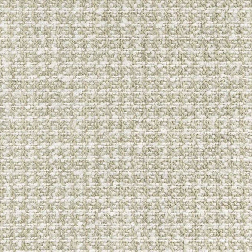 Close-up of cream tweed woven upholstery fabric showing textured looped yarn and a subtle grid pattern; composition 10% wool, 45% acrylic, 5% linen and 40% polyester.