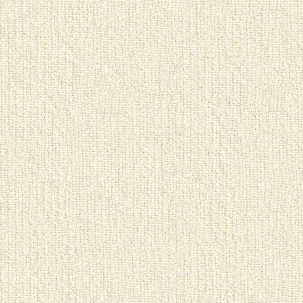 Close-up of cream woven upholstery fabric for sofa, showing a subtle tight weave and neutral texture; 6% wool, 5% linen, 10% rayon, 30% acrylic and 49% polyester blend with a contemporary modern look.